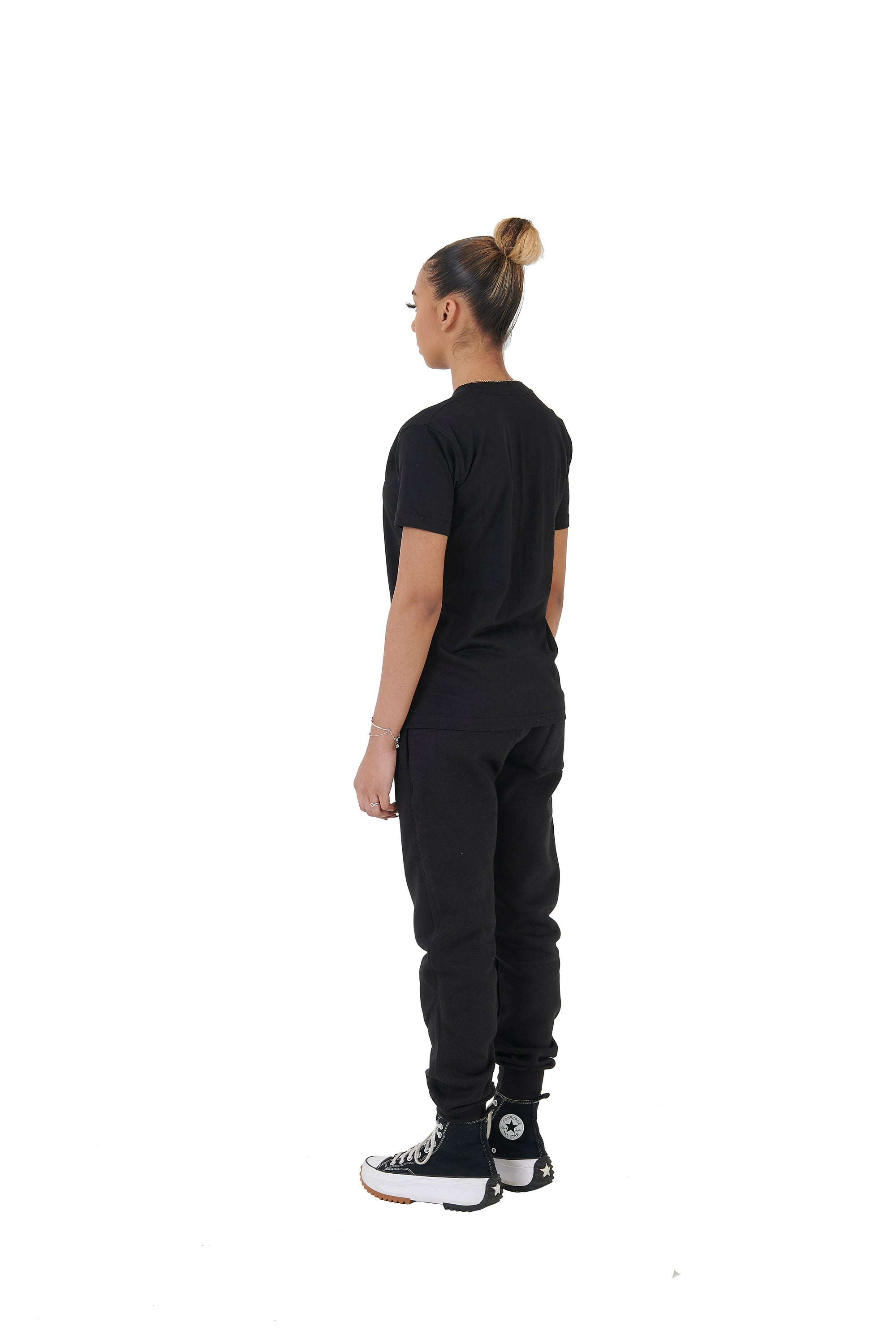 Wholesale  Plain Black  Slim Relaxed T-shirt and Black Joggers