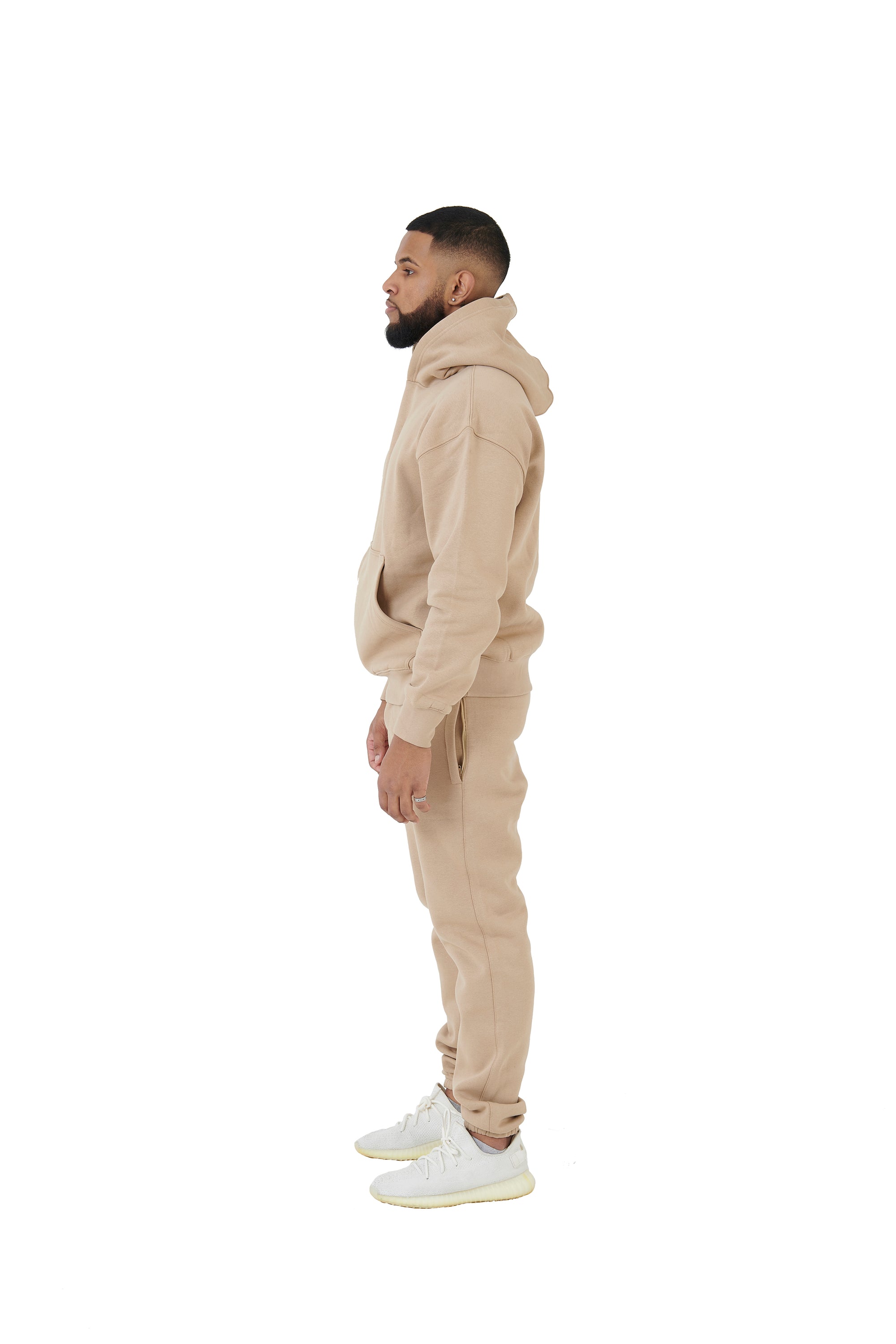 Wholesale Plain Beige Over Sized Hoodie and Beige Over Sized Jogging Bottoms