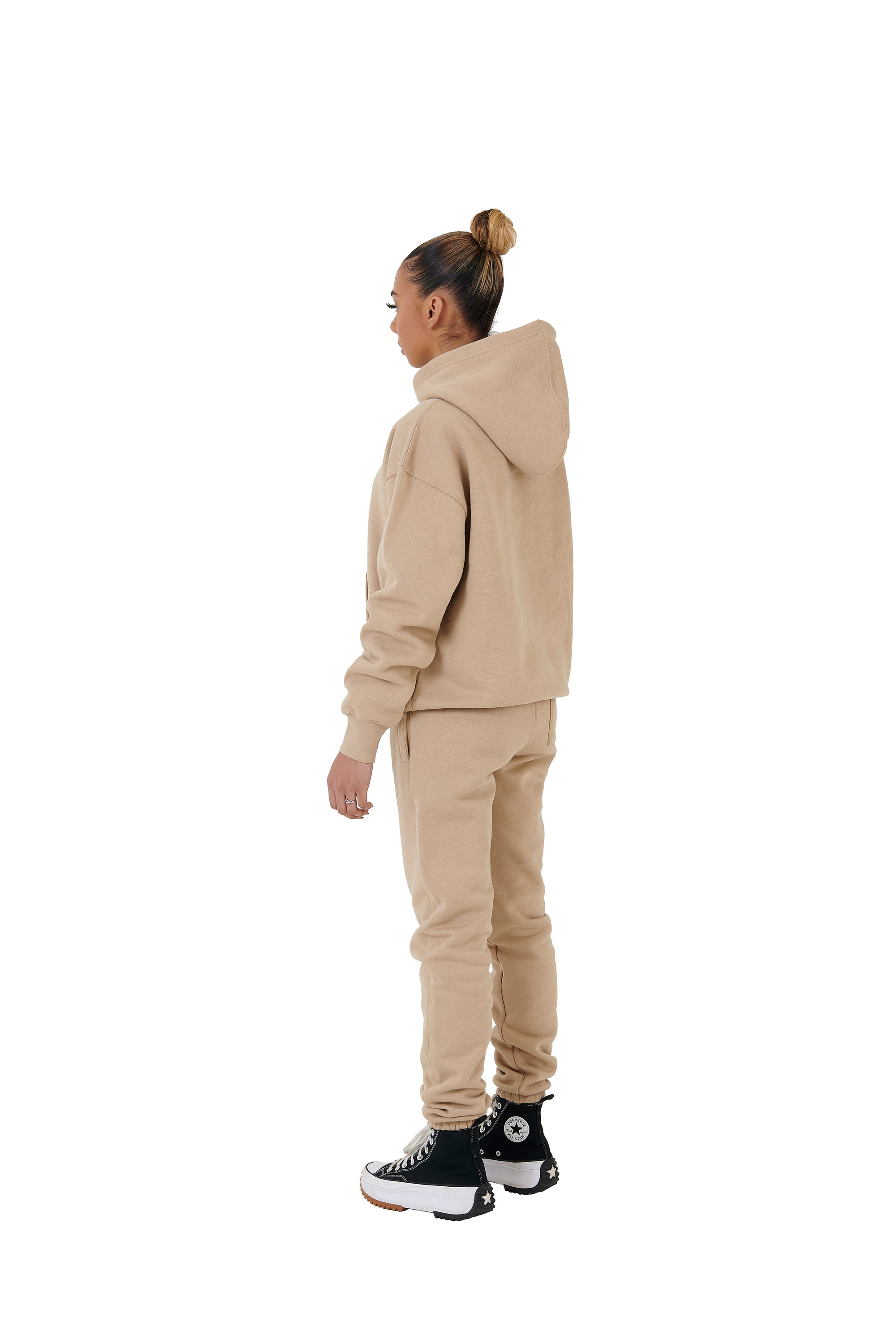 Wholesale Plain Beige Over Sized Hoodie and Beige Over Sized Jogging Bottoms