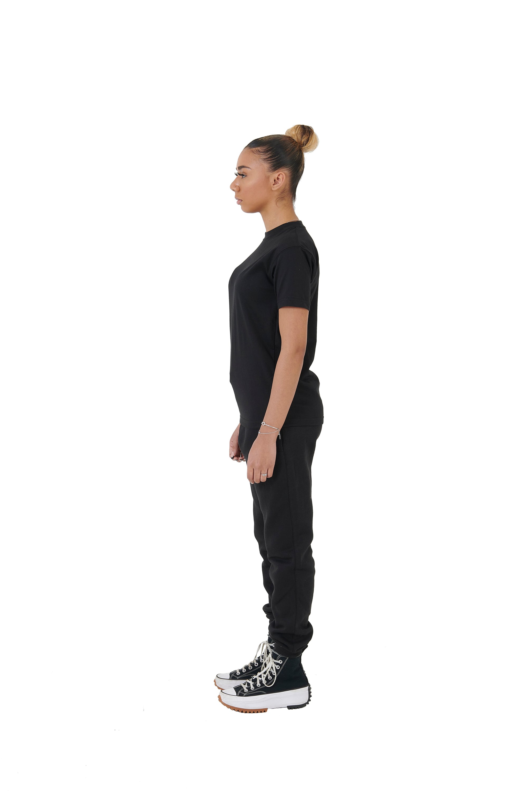 Wholesale  Plain Black  Slim Relaxed T-shirt and Black Joggers