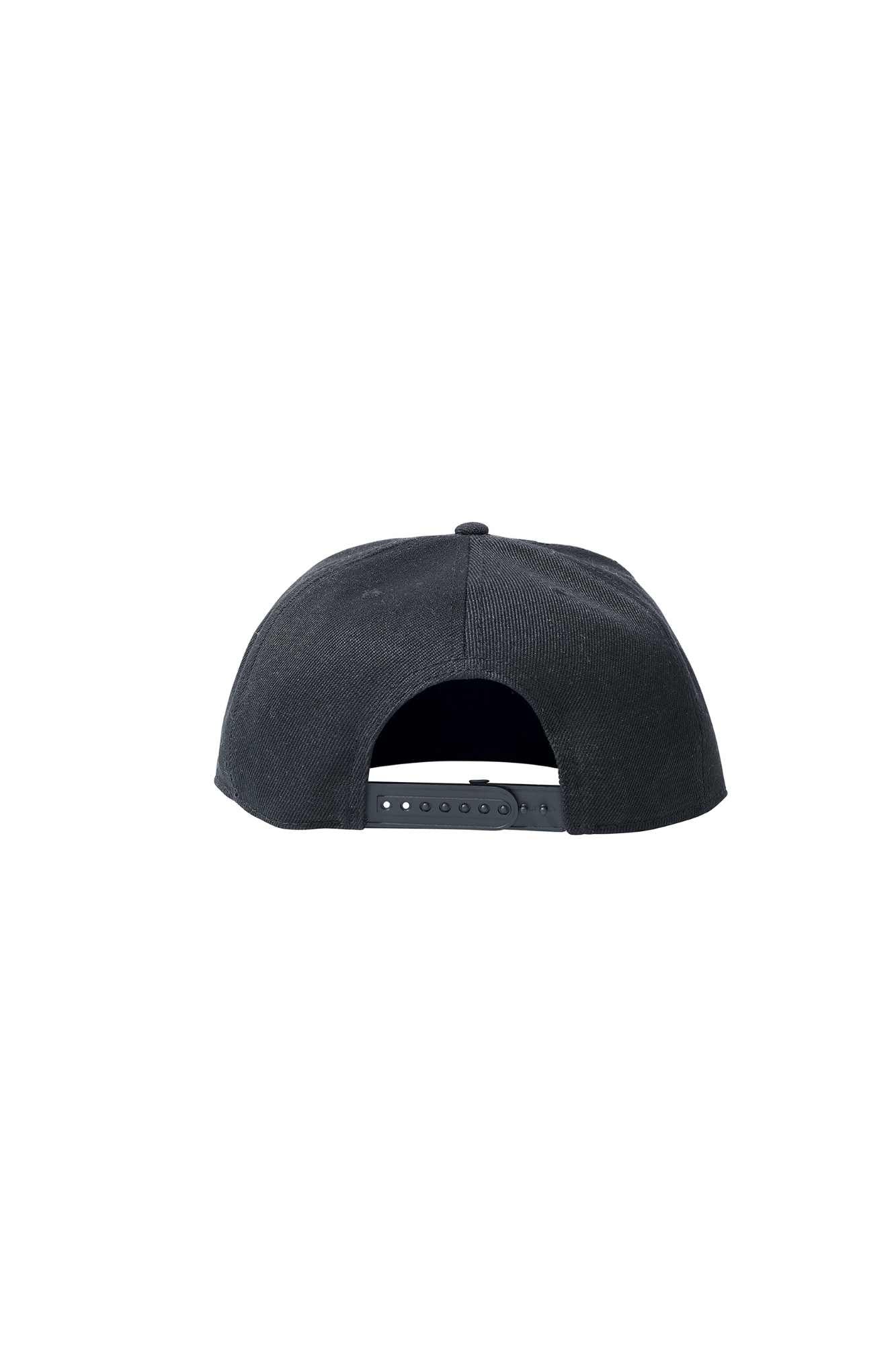 The Flat Peak Snap Back features visible stitching and is available at wholesale prices 