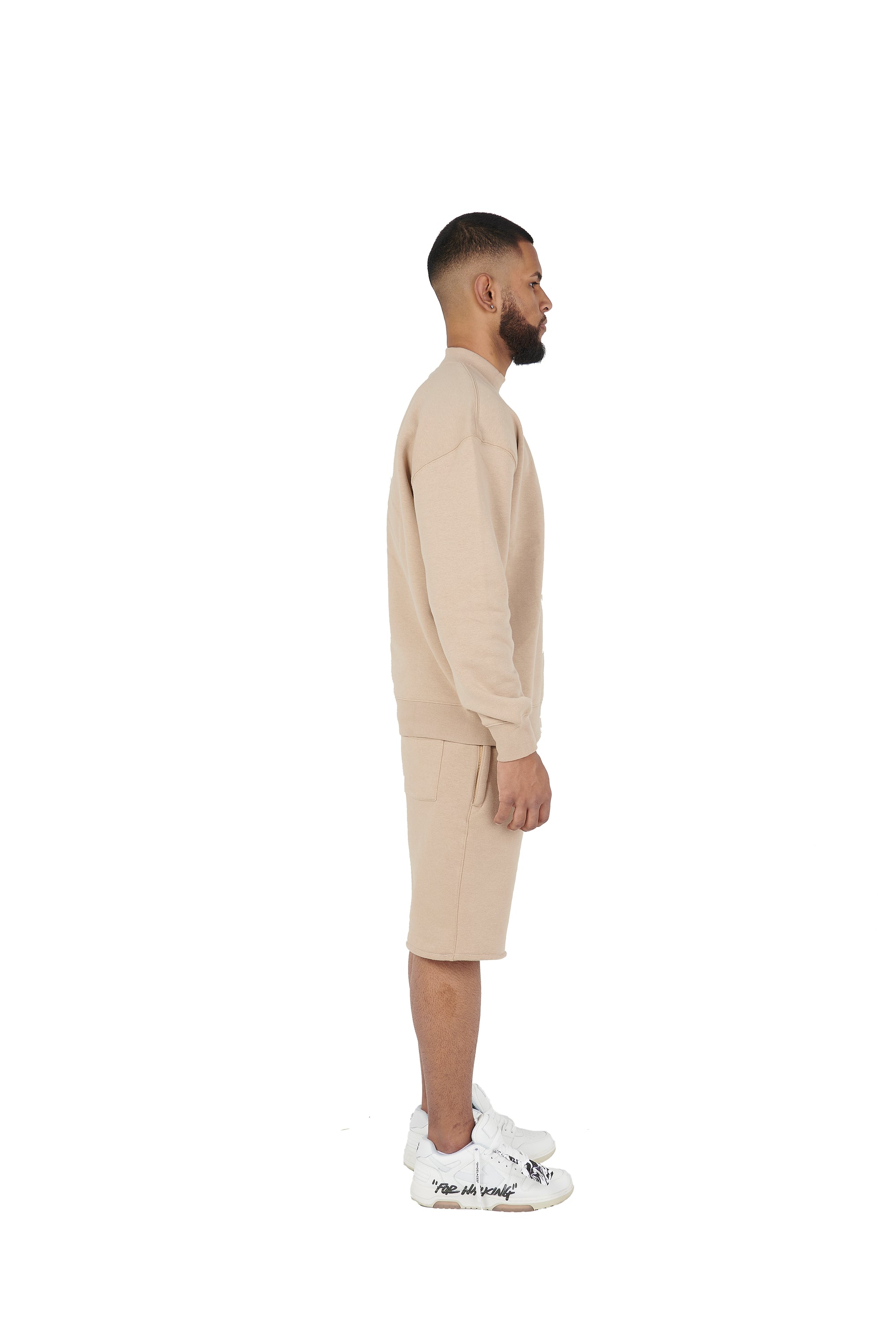 Beige oversized tracksuit shorts high quality 