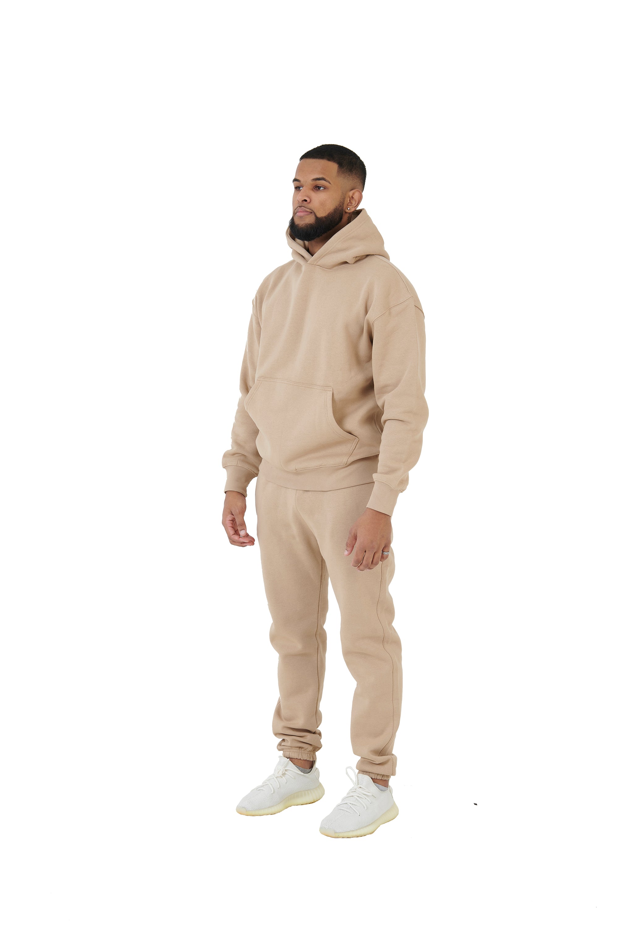 Wholesale Plain Beige Over Sized Hoodie and Beige Over Sized Jogging Bottoms