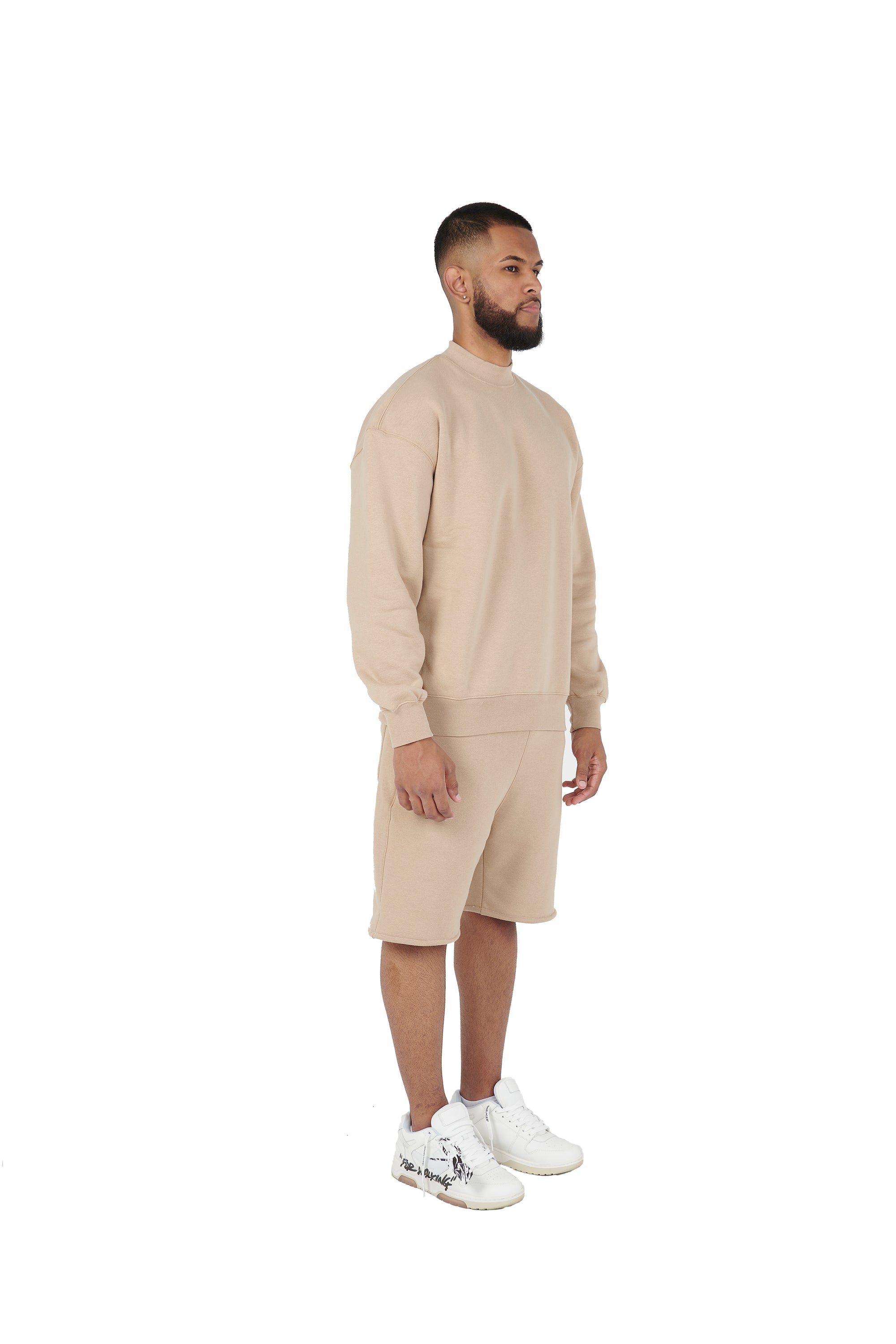 Beige oversized tracksuit shorts high quality 