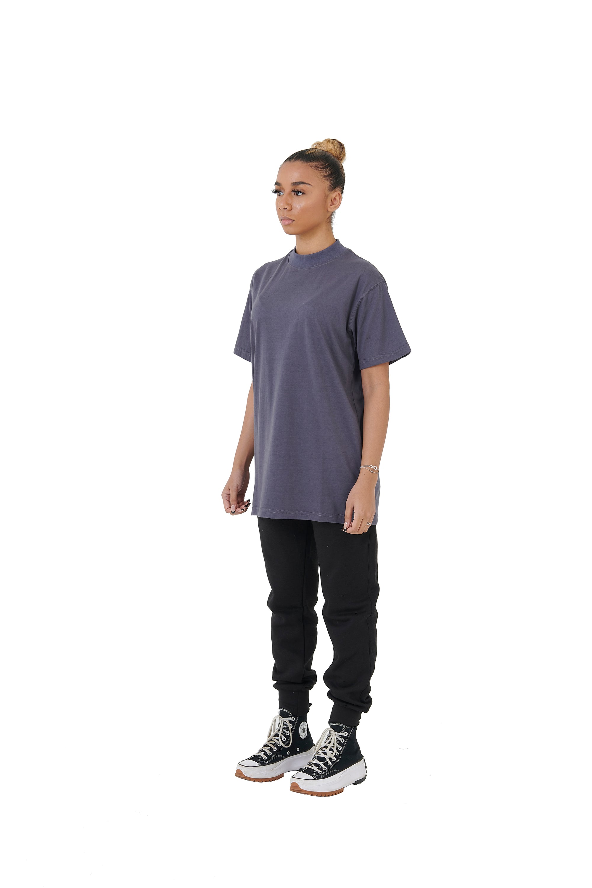 Wholesale Plain Charcoal Grey Oversized T-shirt and Oversized Plain Black Jogging Bottoms