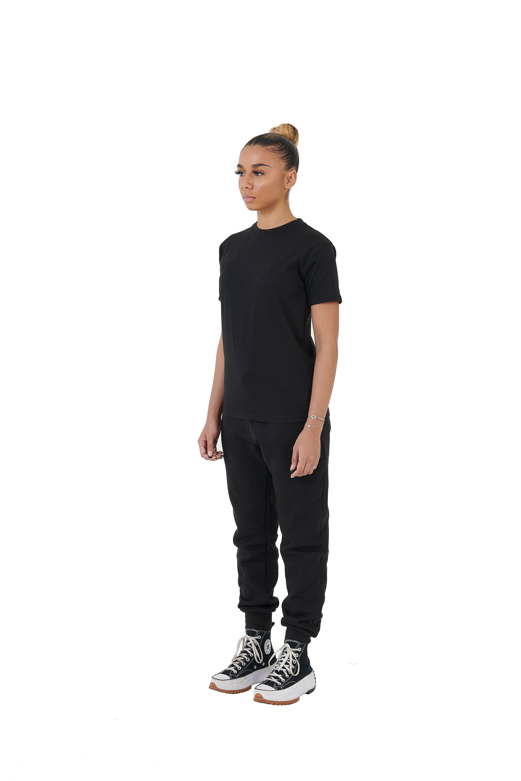 Wholesale  Plain Black  Slim Relaxed T-shirt and Black Joggers