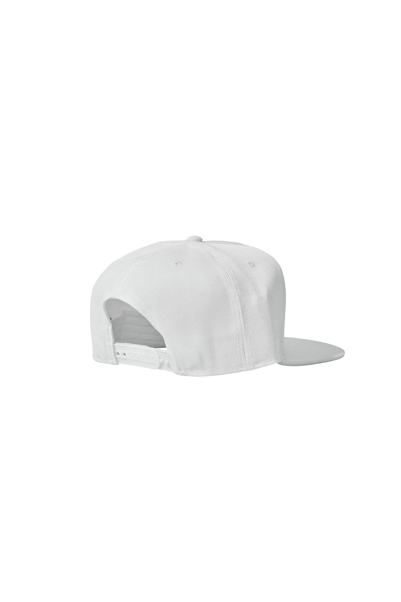 The Flat Peak Snap Back features visible stitching and adjustable back is available at wholesale prices 