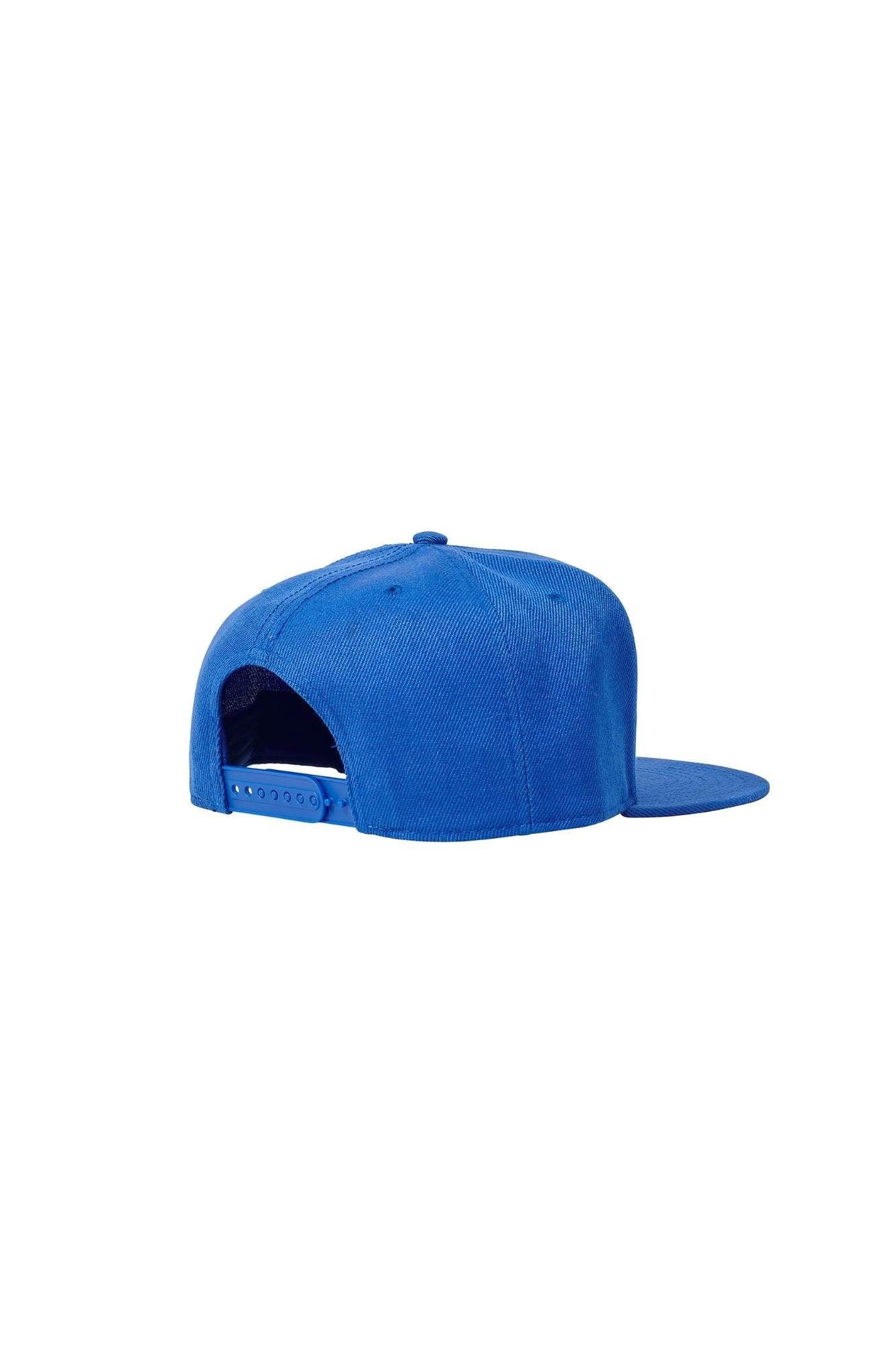 The Flat Peak Snap Back features visible stitching and adjustable back is available at wholesale prices 