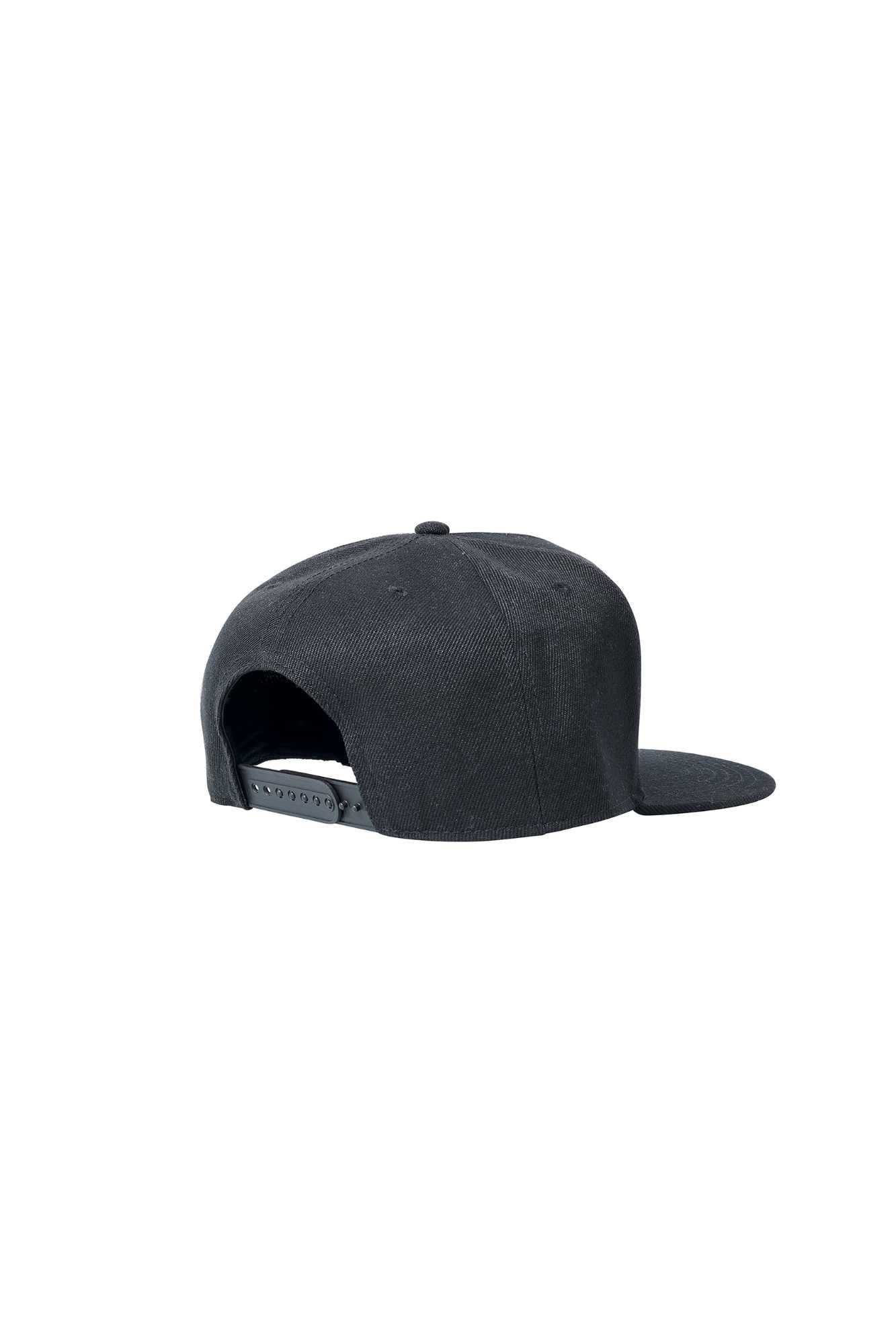 The Flat Peak Snap Back features visible stitching and is available at wholesale prices 