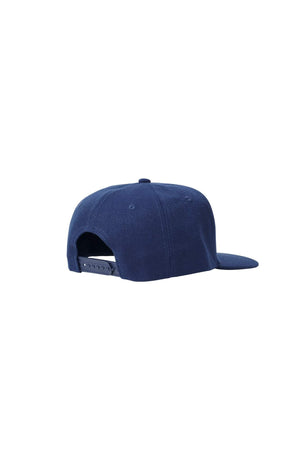 The Flat Peak Snap Back features visible stitching and adjustable back is available at wholesale prices 