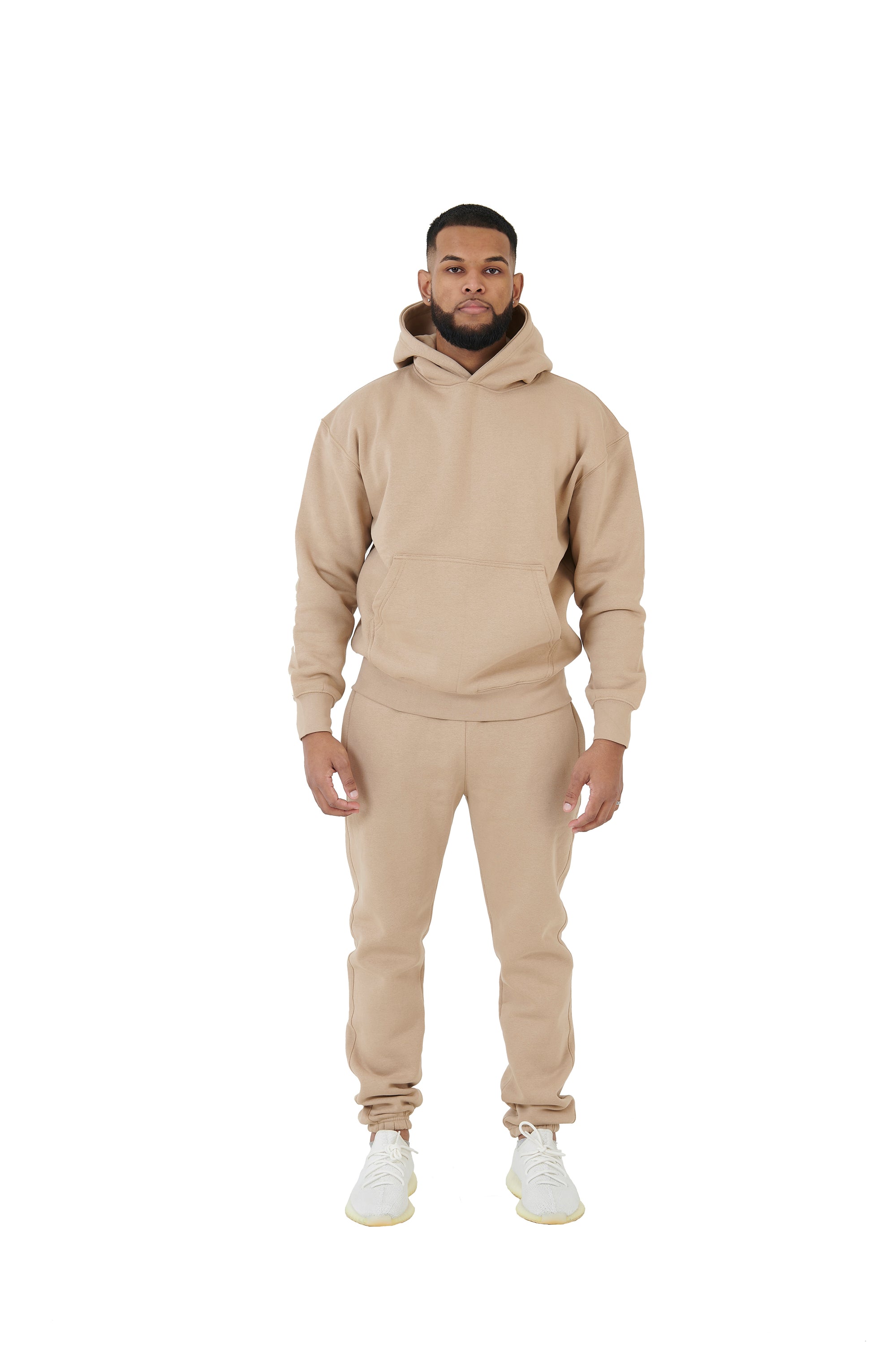 Wholesale Plain Beige Over Sized Hoodie and Beige Over Sized Jogging Bottoms