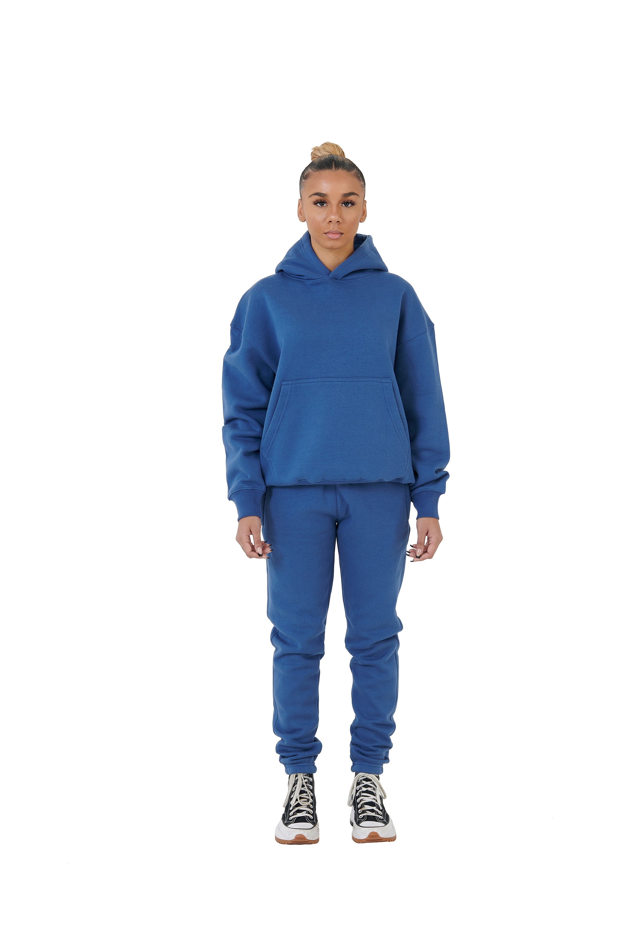 Wholesale Plain Navy Over Sized Jogging Bottoms and Plain Navy Oversized Hoodie