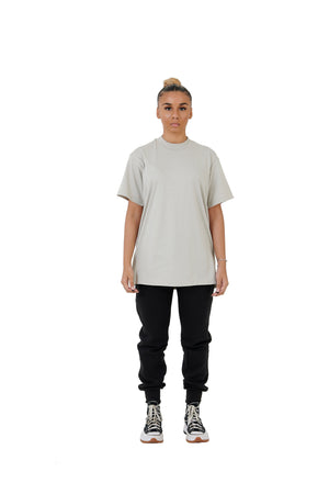 Wholesale Plain Stone Grey Oversized T-shirt and Oversized Plain Black Jogging Bottoms