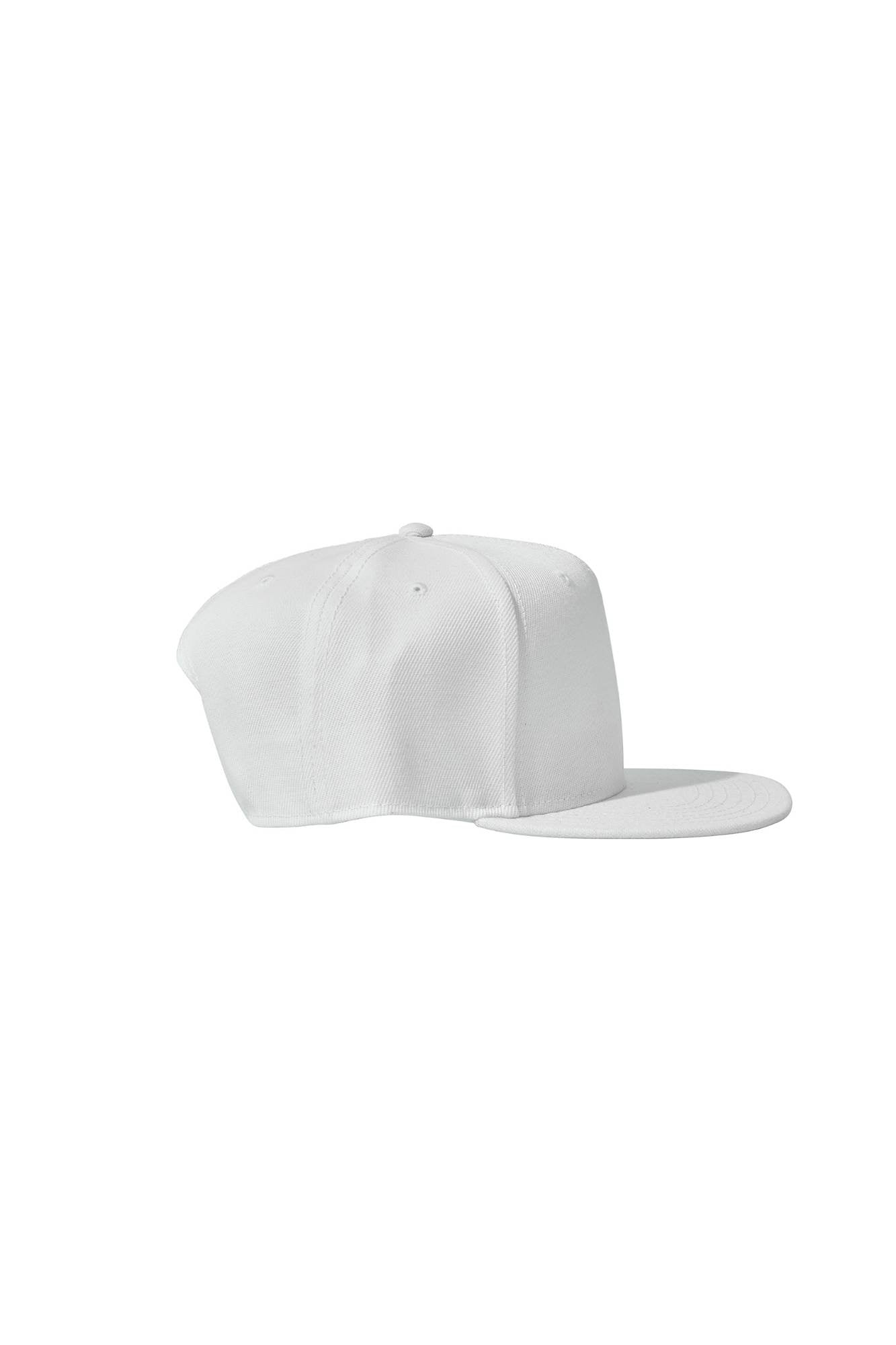 The Flat Peak Snap Back features visible stitching and adjustable back is available at wholesale prices 