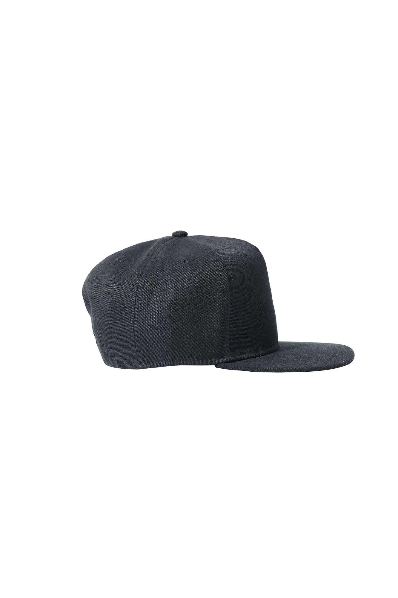 The Flat Peak Snap Back features visible stitching and adjustable back is available at wholesale prices 