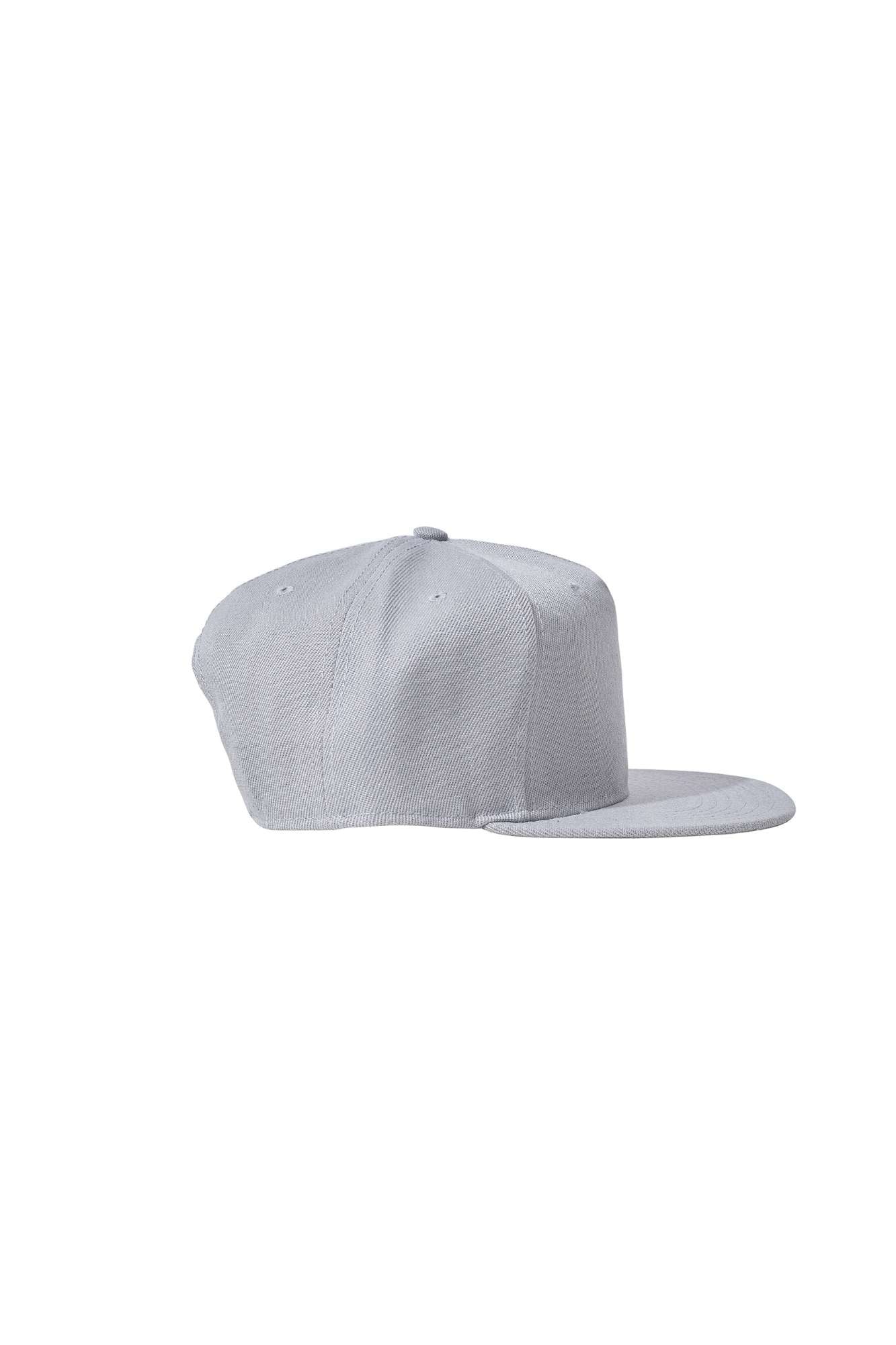 The Flat Peak Snap Back features visible stitching and adjustable back is available at wholesale prices 