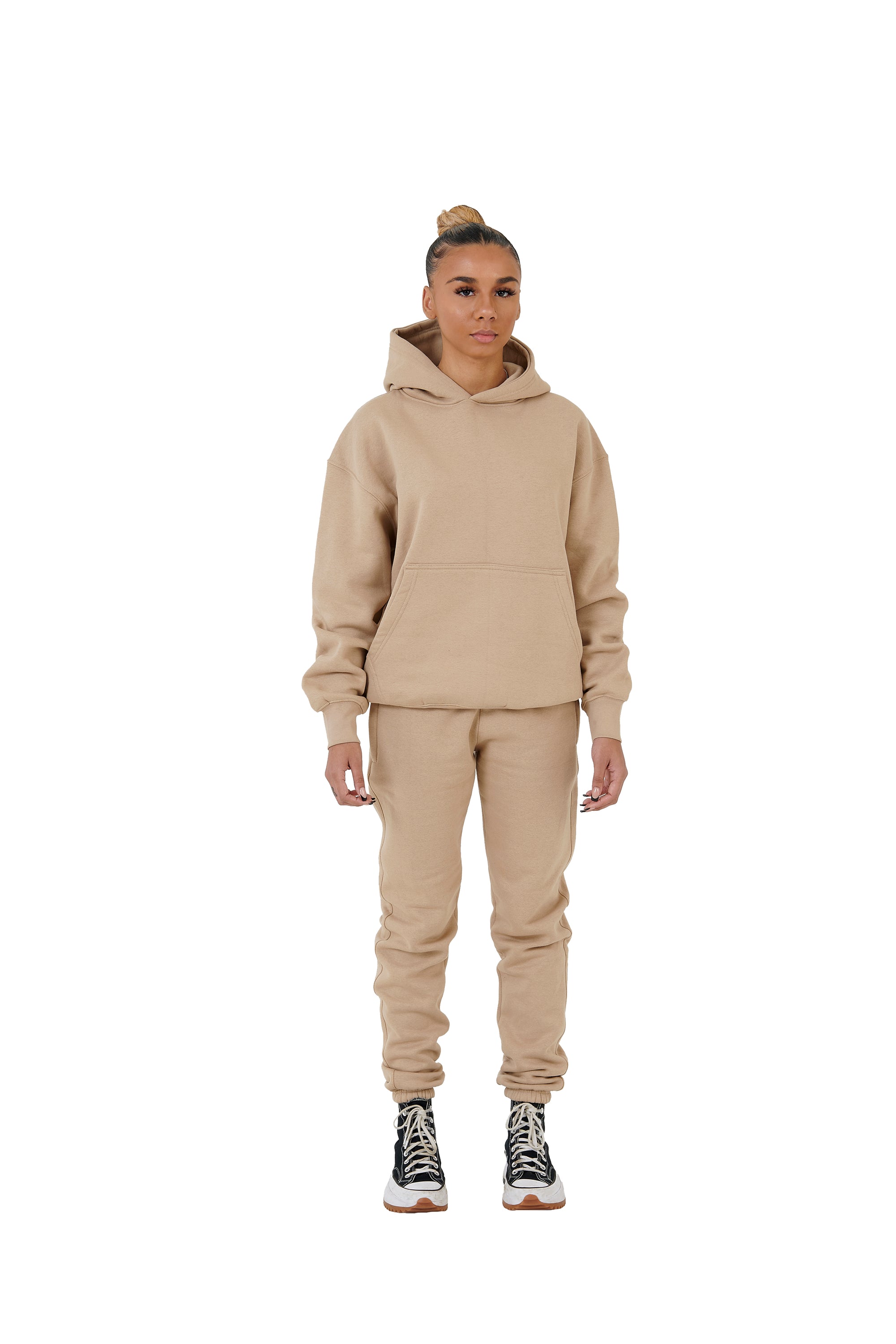 Wholesale Plain Beige Over Sized Hoodie and Beige Over Sized Jogging Bottoms