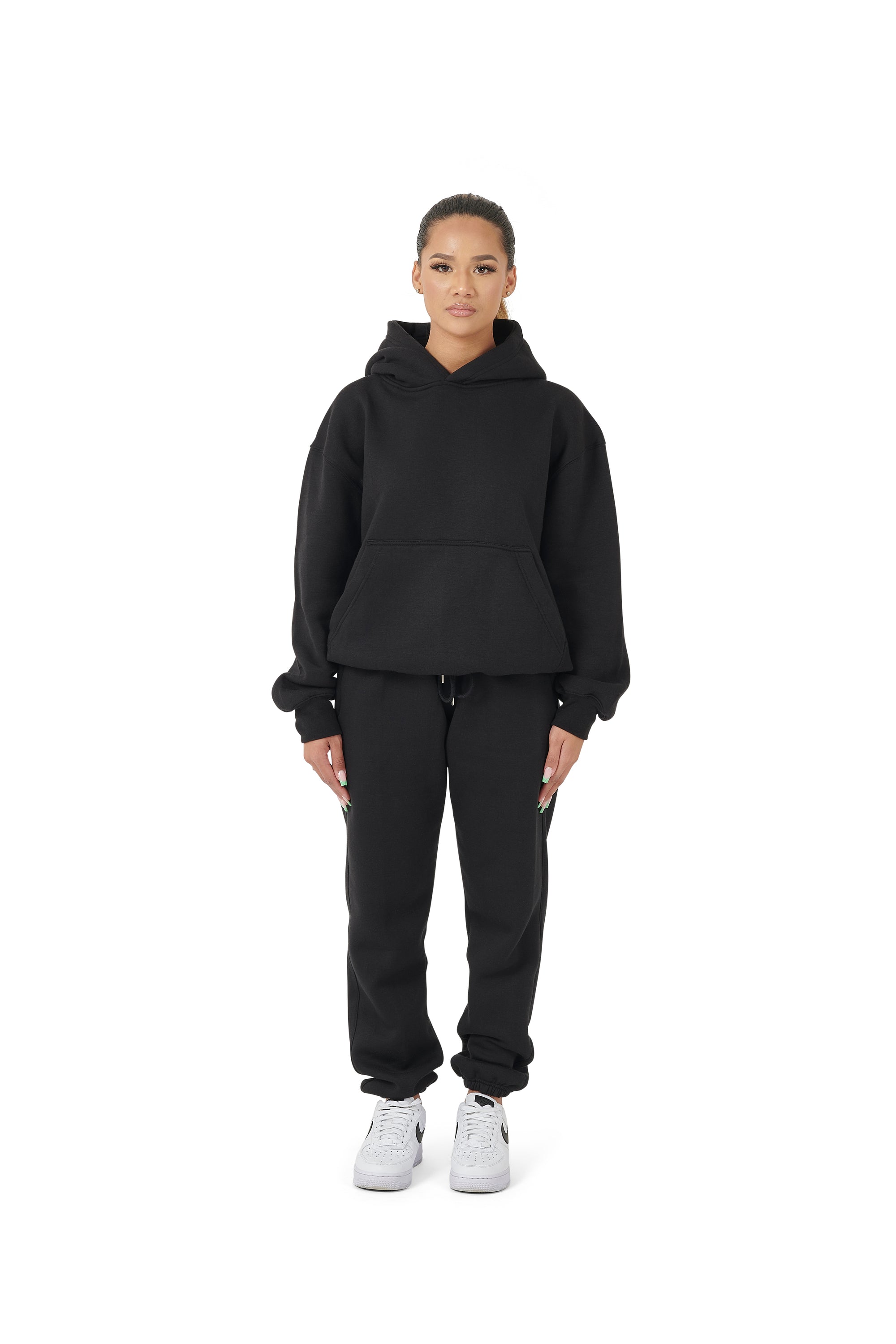 Wholesale Plain Black Over Sized Hoodie and Black Over Sized Jogging Bottoms