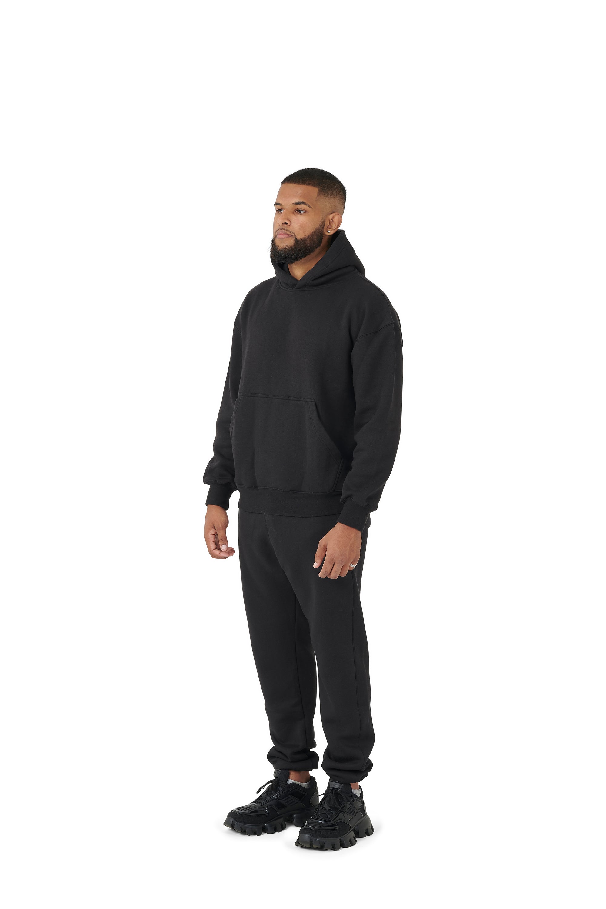 Wholesale Plain Black Over Sized Hoodie and Black Over Sized Jogging Bottoms