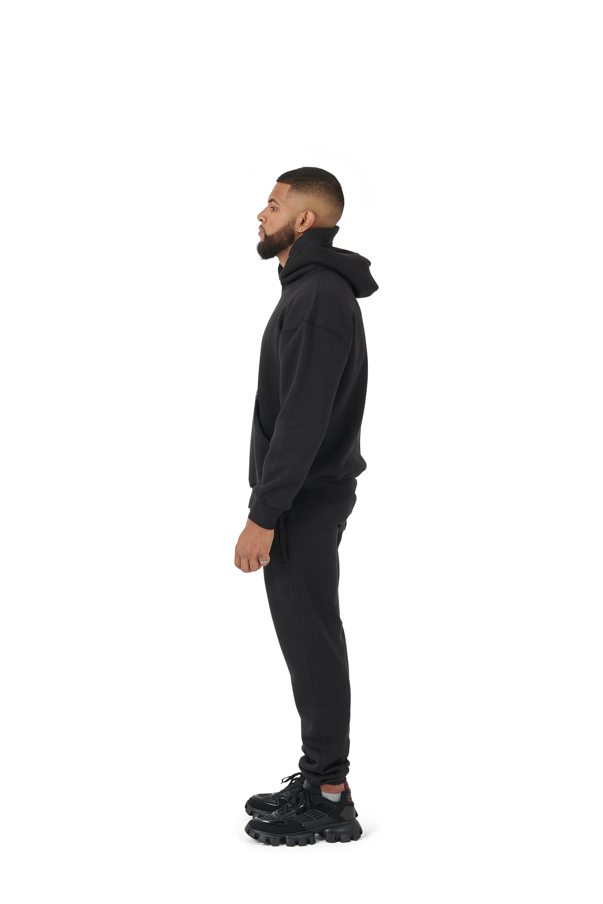 Wholesale Plain Black Over Sized Hoodie and Black Over Sized Jogging Bottoms