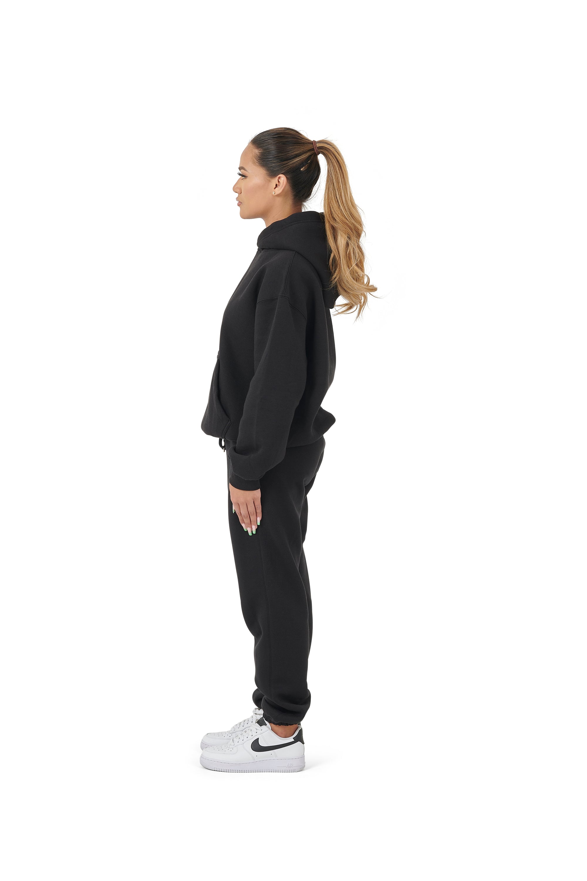 Wholesale Plain Black Over Sized Hoodie and Black Over Sized Jogging Bottoms