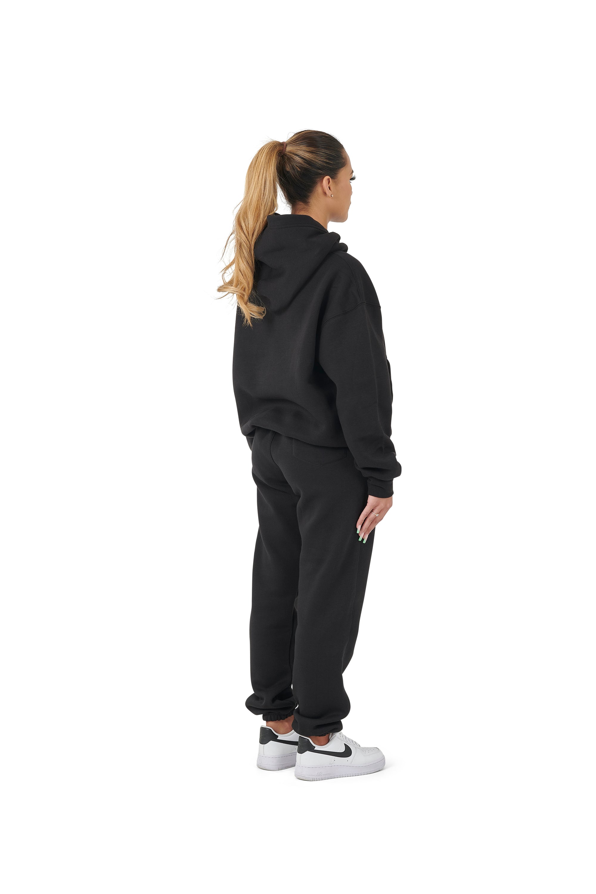 Wholesale Plain Black Over Sized Hoodie and Black Over Sized Jogging Bottoms