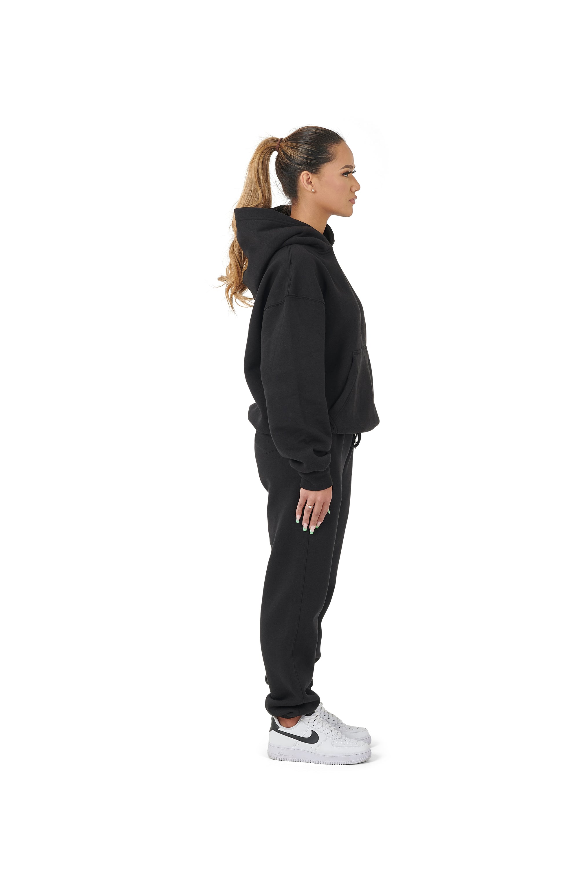 Wholesale Plain Black Over Sized Hoodie and Black Over Sized Jogging Bottoms