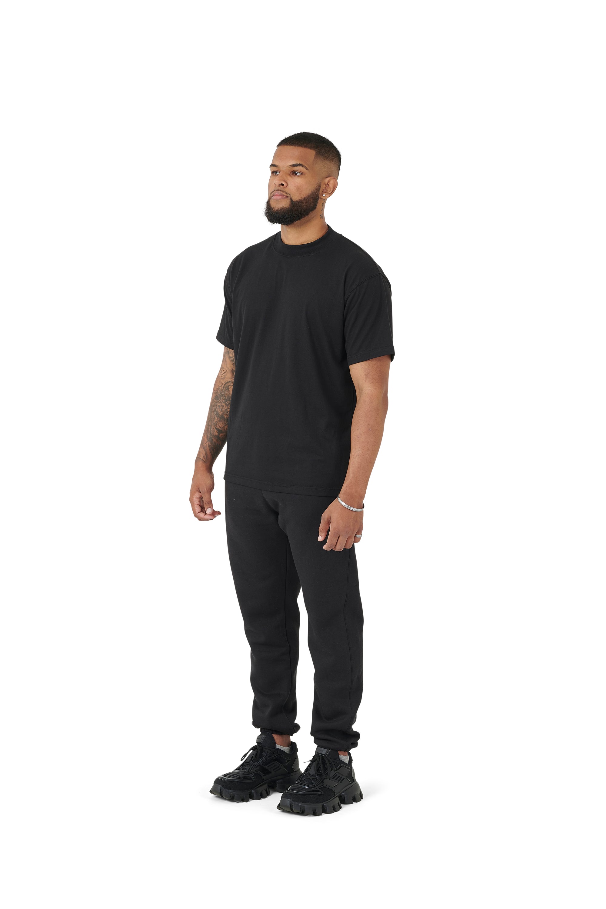 Wholesale Plain Black Oversized T-shirt and Oversized Plain Black Jogging Bottoms