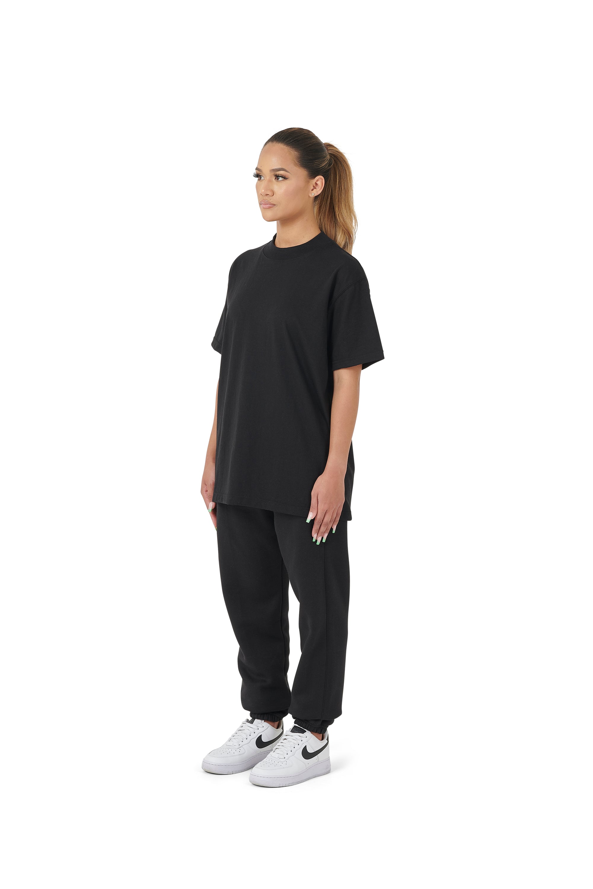 Wholesale Plain Black Oversized T-shirt and Oversized Plain Black Jogging Bottoms