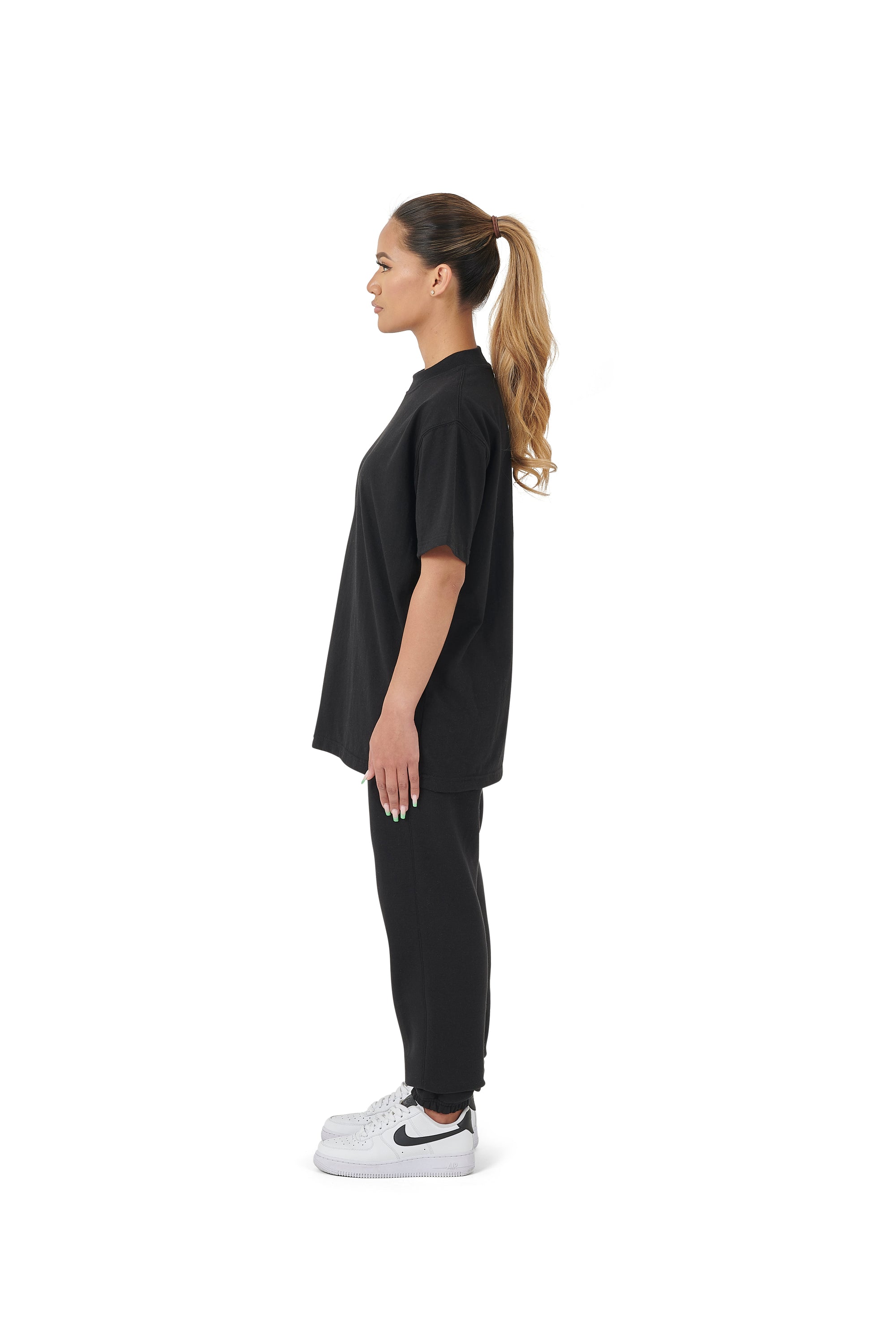 Wholesale Plain Black Oversized T-shirt and Oversized Plain Black Jogging Bottoms