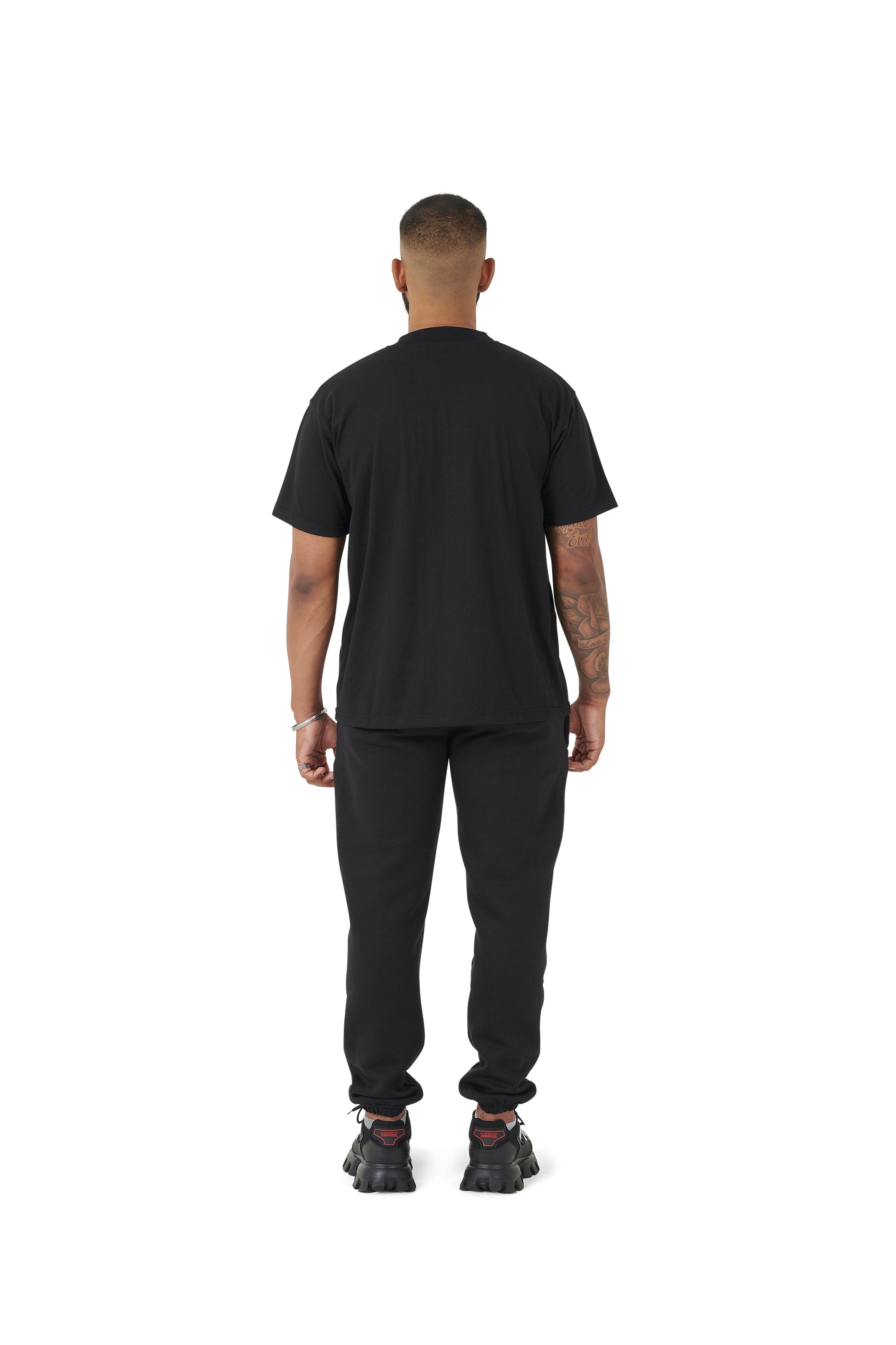 Wholesale Plain Black Oversized T-shirt and Oversized Plain Black Jogging Bottoms