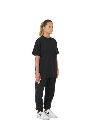 Wholesale Plain Black Oversized T-shirt and Oversized Plain Black Jogging Bottoms