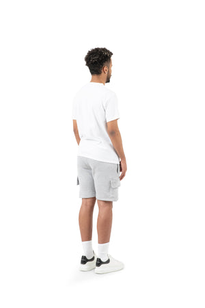 Wholesale Plain slim Relaxed White T-shirt and Grey Cargo Shorts