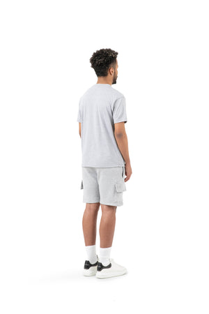 Wholesale Plain Slim Relaxed Grey T-shirt and Grey Cargo Shorts