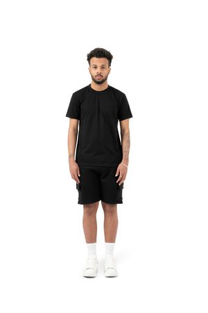 Wholesale Plain Slim Relaxed Black T-shirt and Black Cargo Shorts