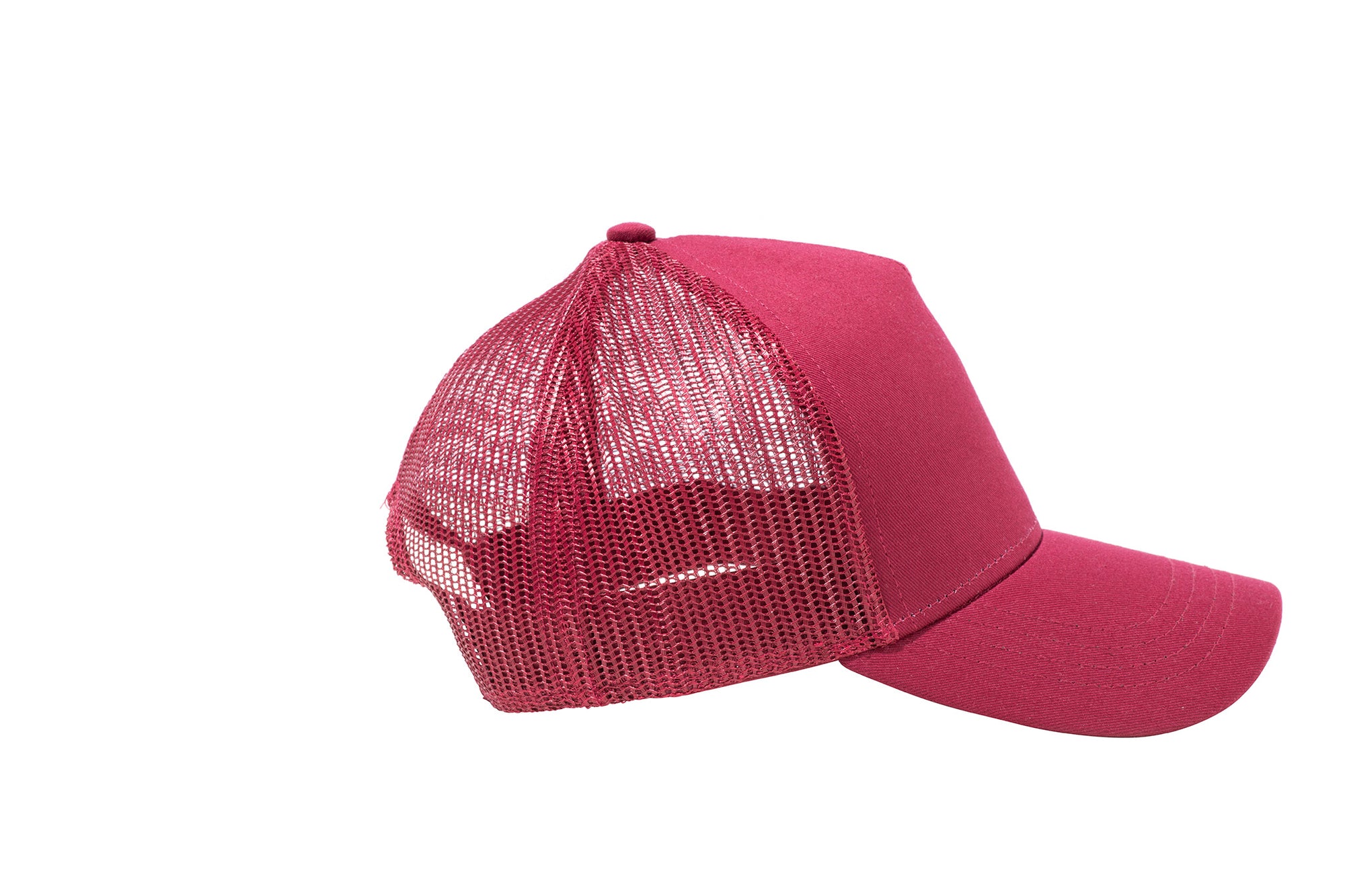 Wholesale Burgundy Netted Mesh Snap Back Cap