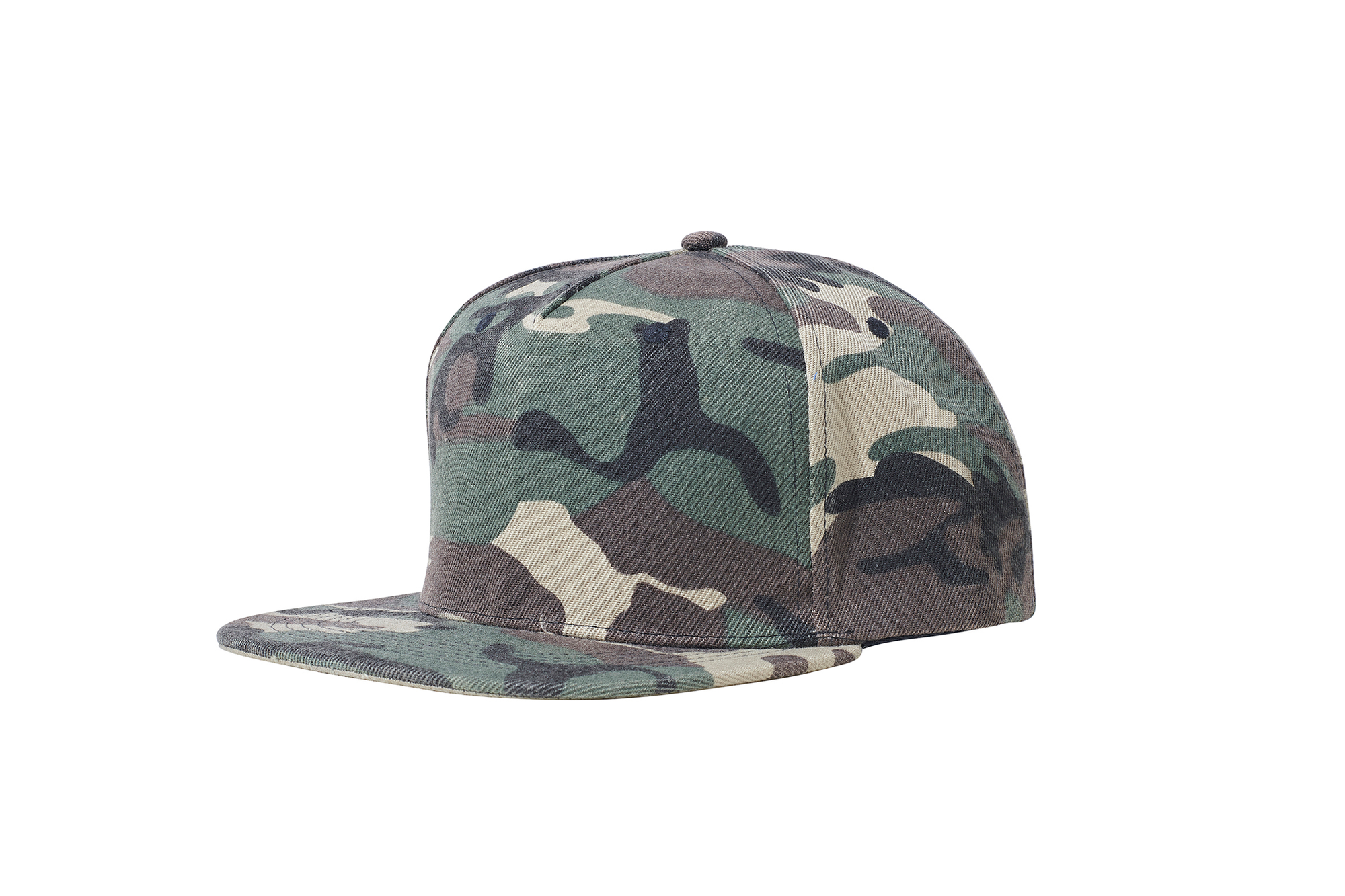 The Flat Peak Snap Back features visible stitching and adjustable back is available at wholesale prices 