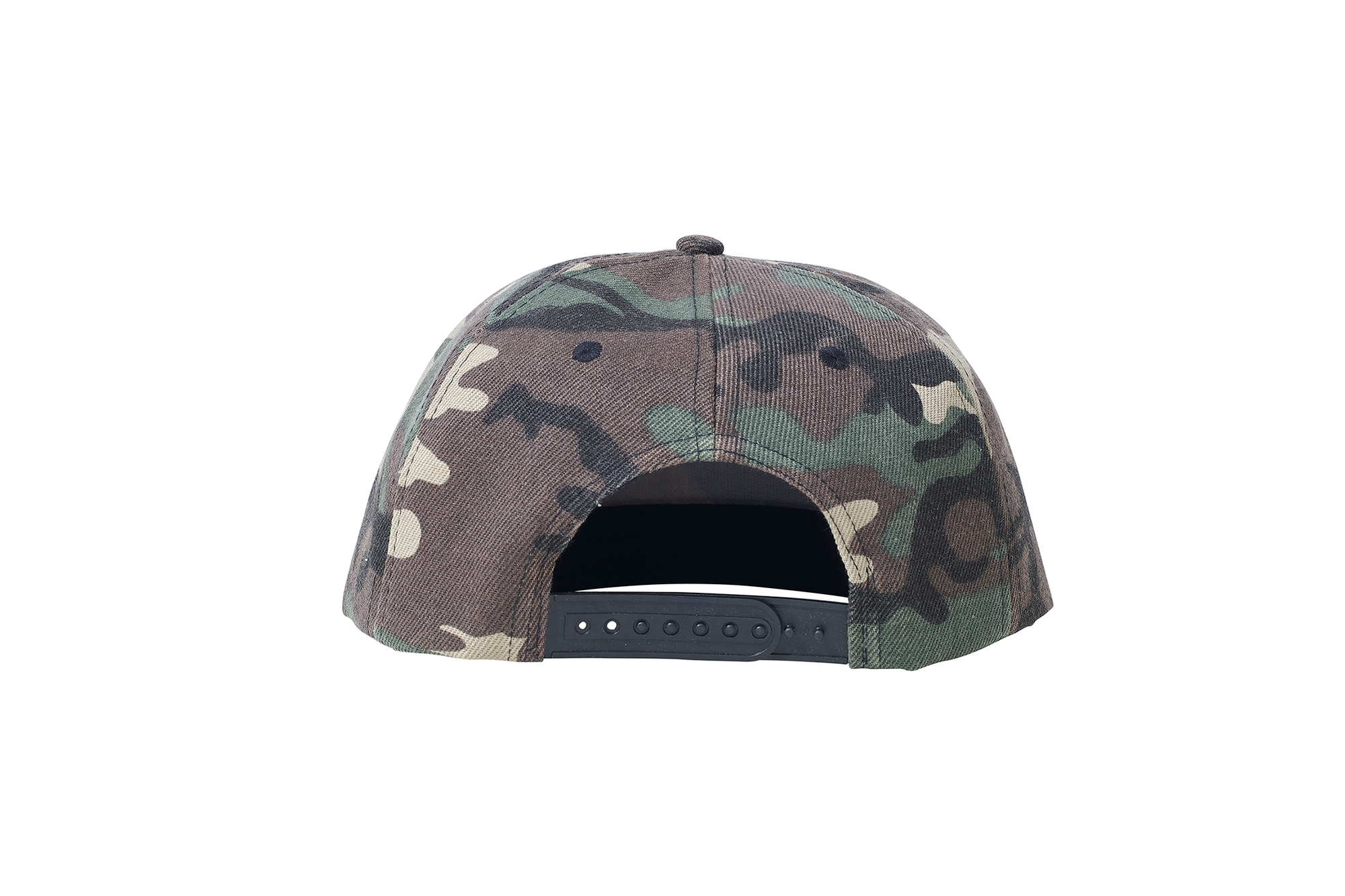 The Flat Peak Snap Back features visible stitching and adjustable back is available at wholesale prices 