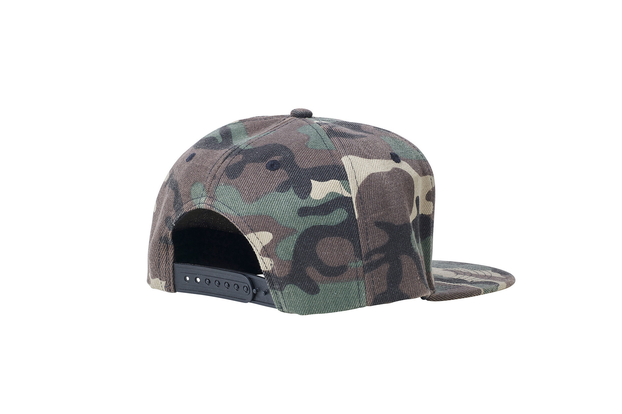 The Flat Peak Snap Back features visible stitching and adjustable back is available at wholesale prices 