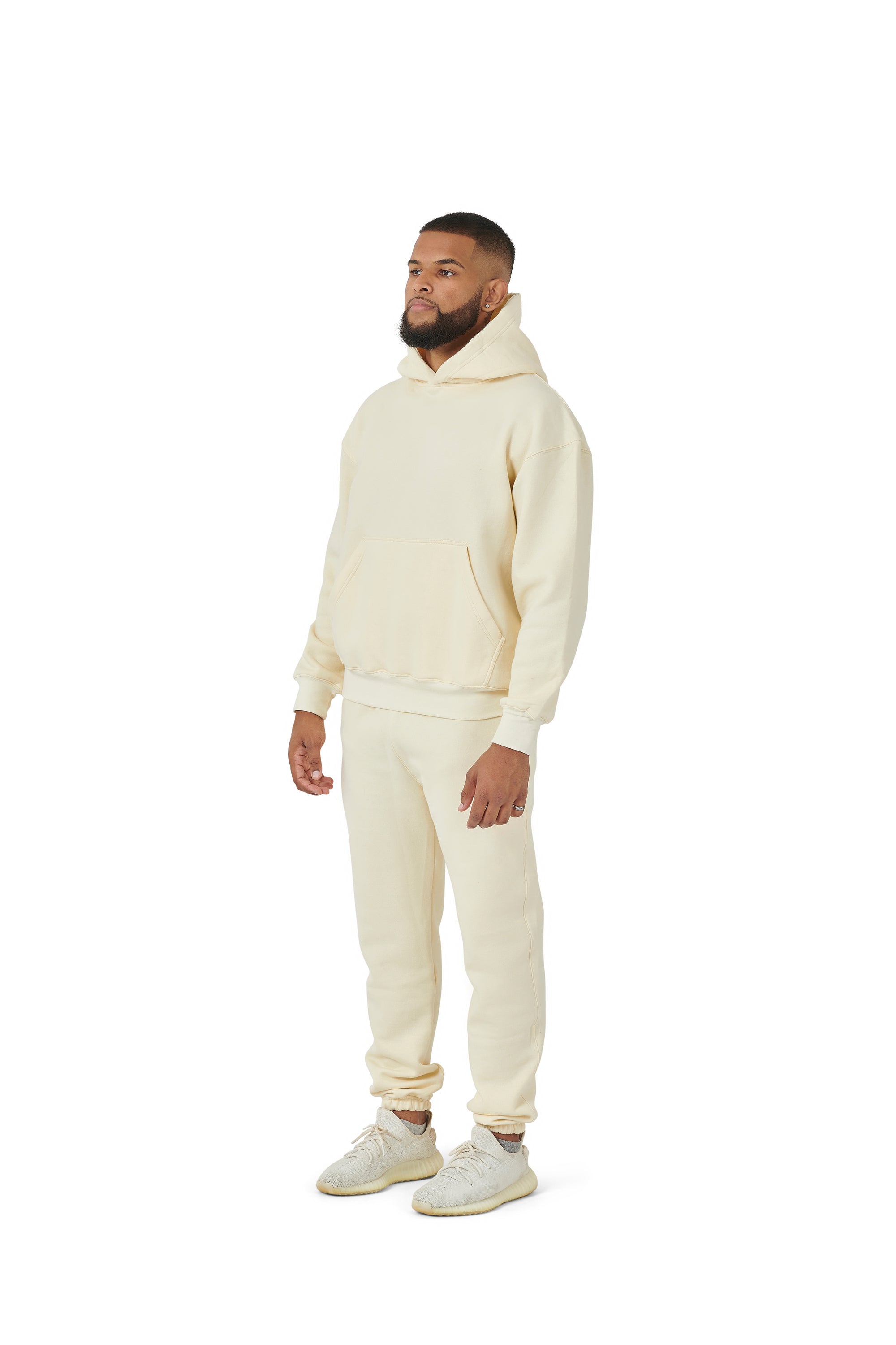 Wholesale Plain Cream Over Sized Hoodie and Cream Over Sized Jogging Bottoms