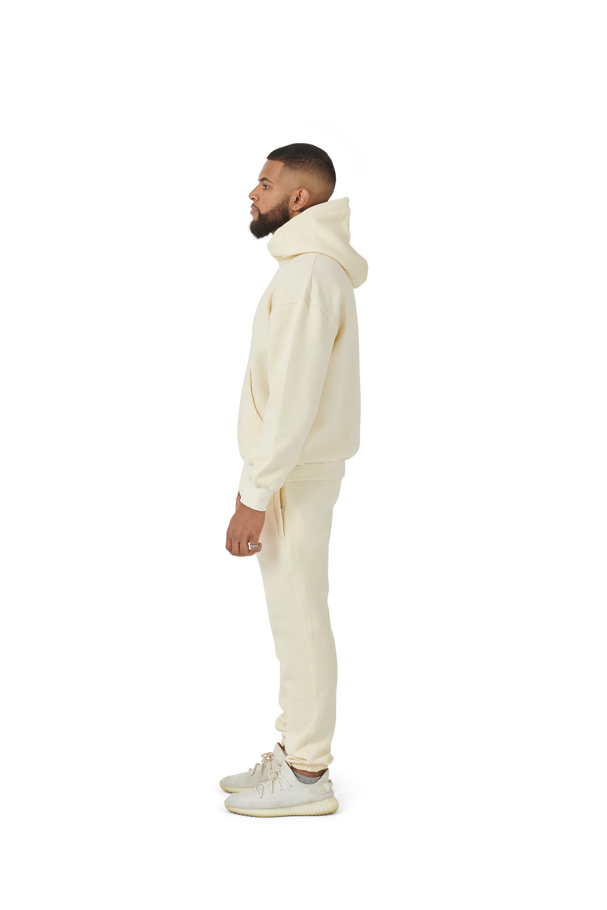 Wholesale Plain Cream Over Sized Hoodie and Cream Over Sized Jogging Bottoms