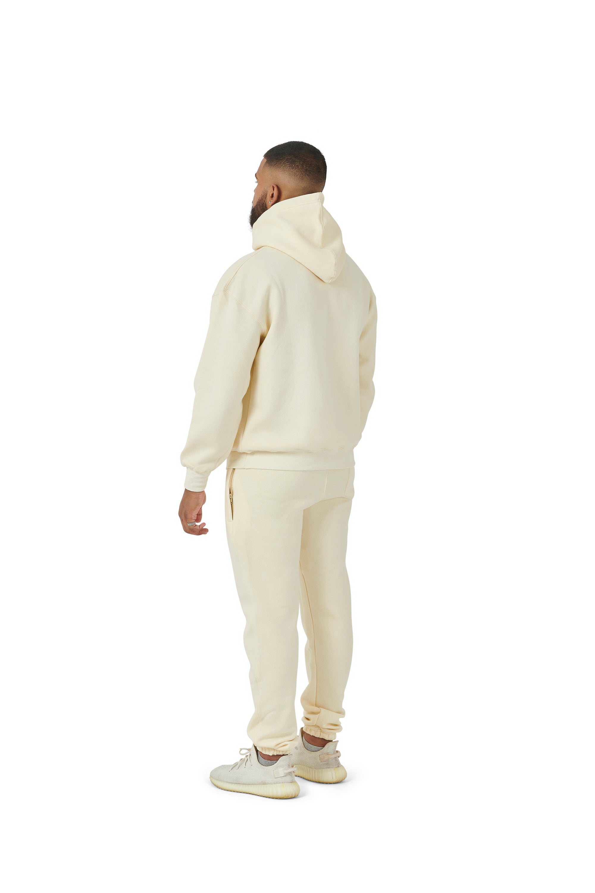 Wholesale Plain Cream Over Sized Hoodie and Cream Over Sized Jogging Bottoms