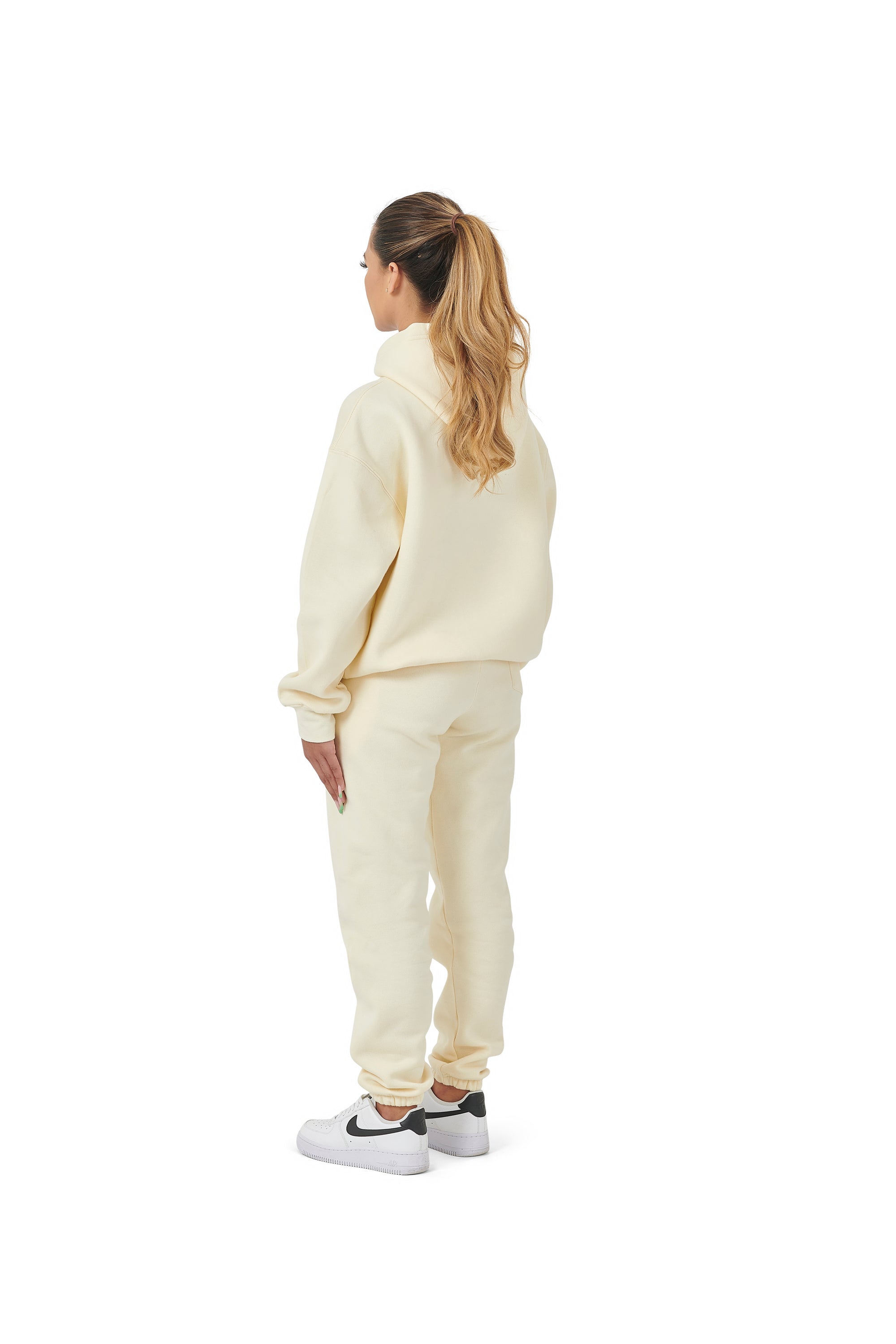 Wholesale Plain Cream Over Sized Hoodie and Cream Over Sized Jogging Bottoms