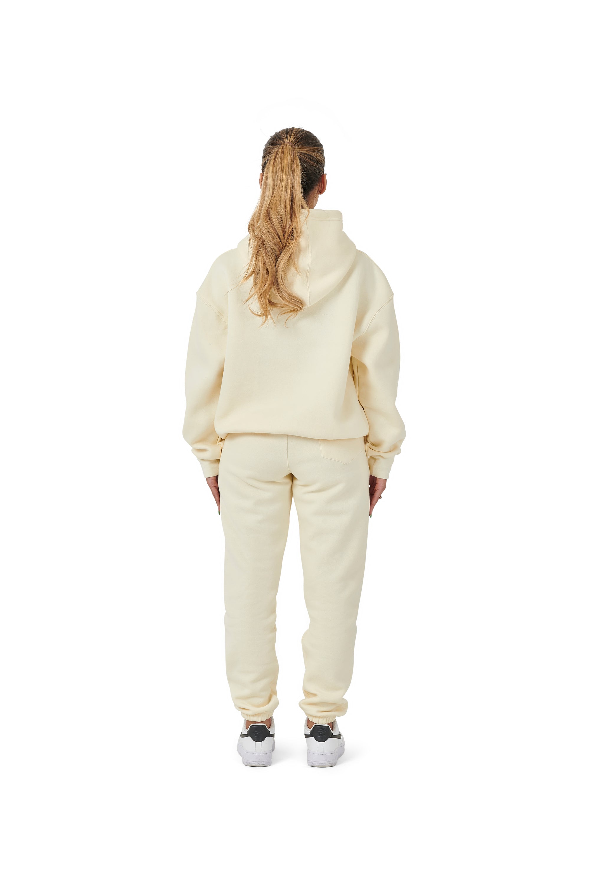 Wholesale Plain Cream Over Sized Hoodie and Cream Over Sized Jogging Bottoms