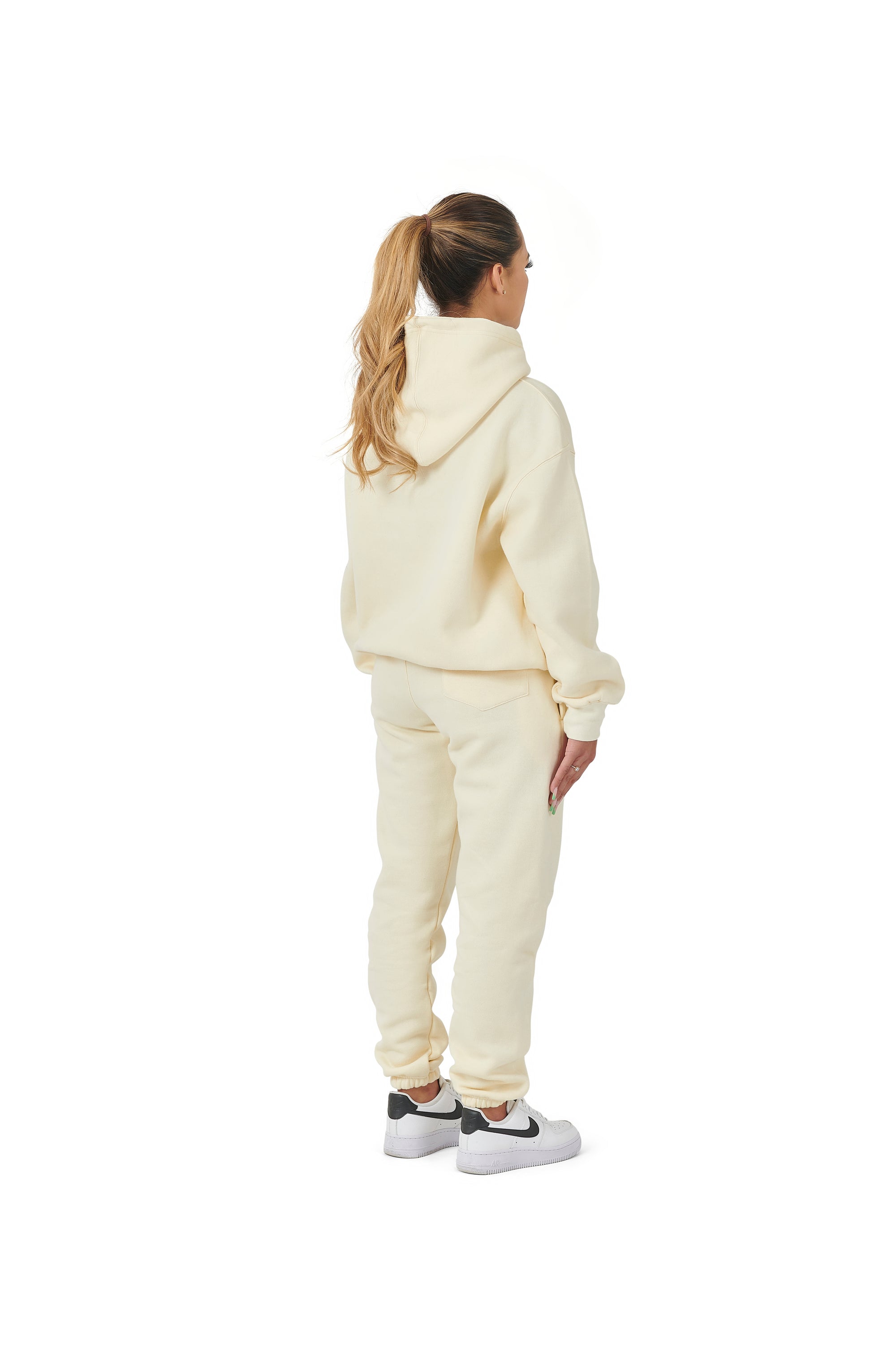 Wholesale Plain Cream Over Sized Hoodie and Cream Over Sized Jogging Bottoms