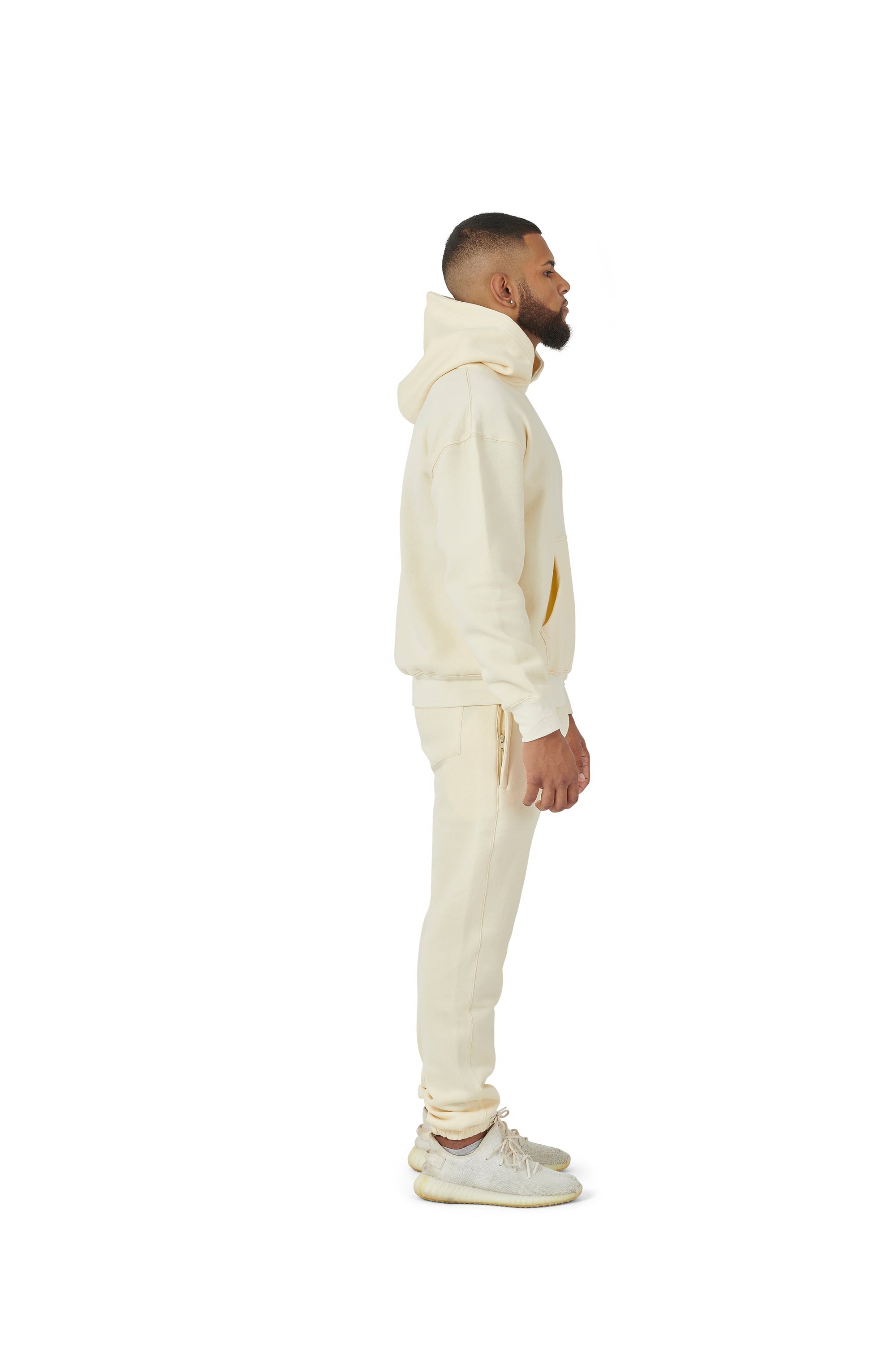 Wholesale Plain Cream Over Sized Hoodie and Cream Over Sized Jogging Bottoms