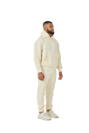 Wholesale Plain Cream Over Sized Hoodie and Cream Over Sized Jogging Bottoms