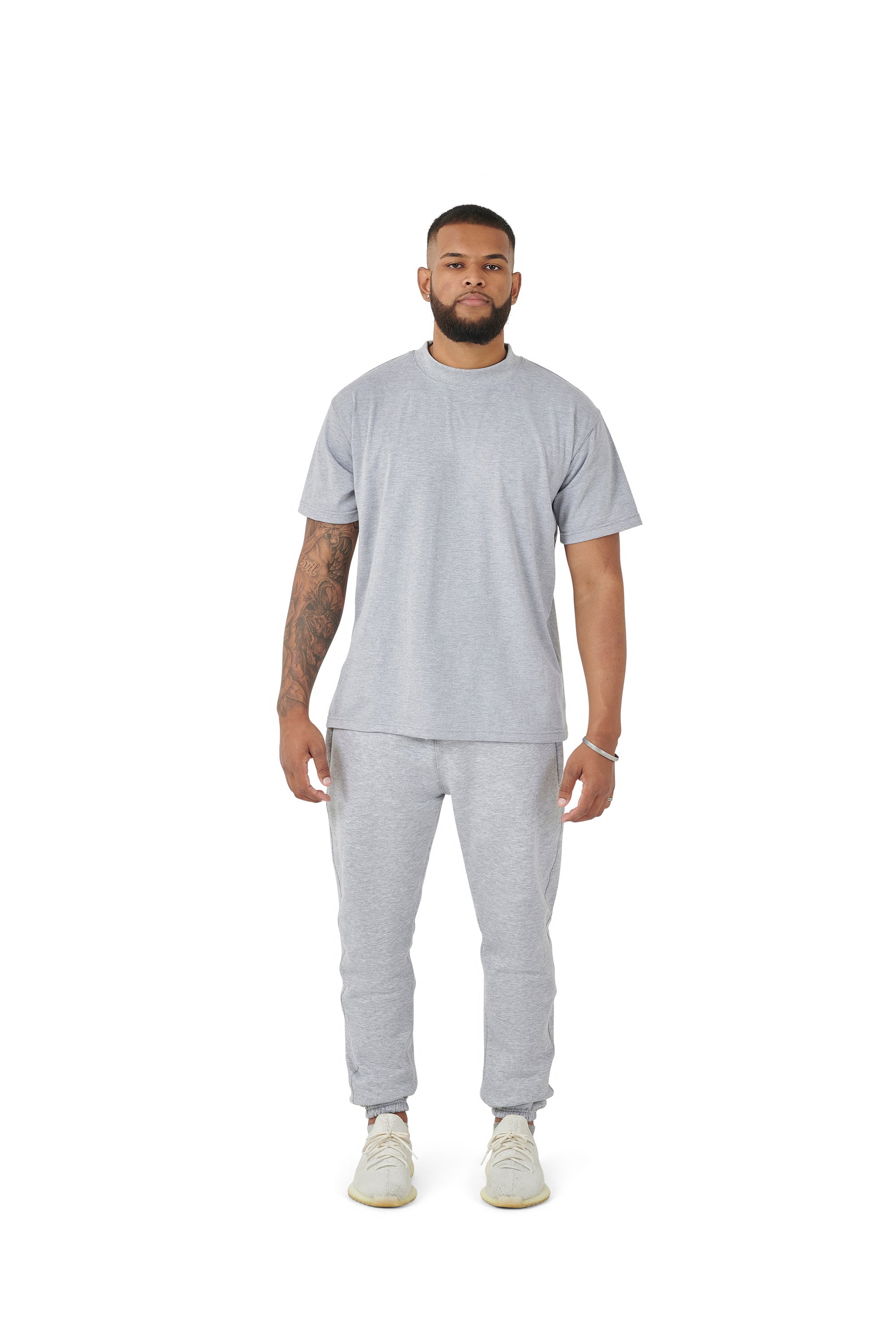 Wholesale Plain Grey Oversized T-shirt and Oversized Plain Grey Jogging Bottoms