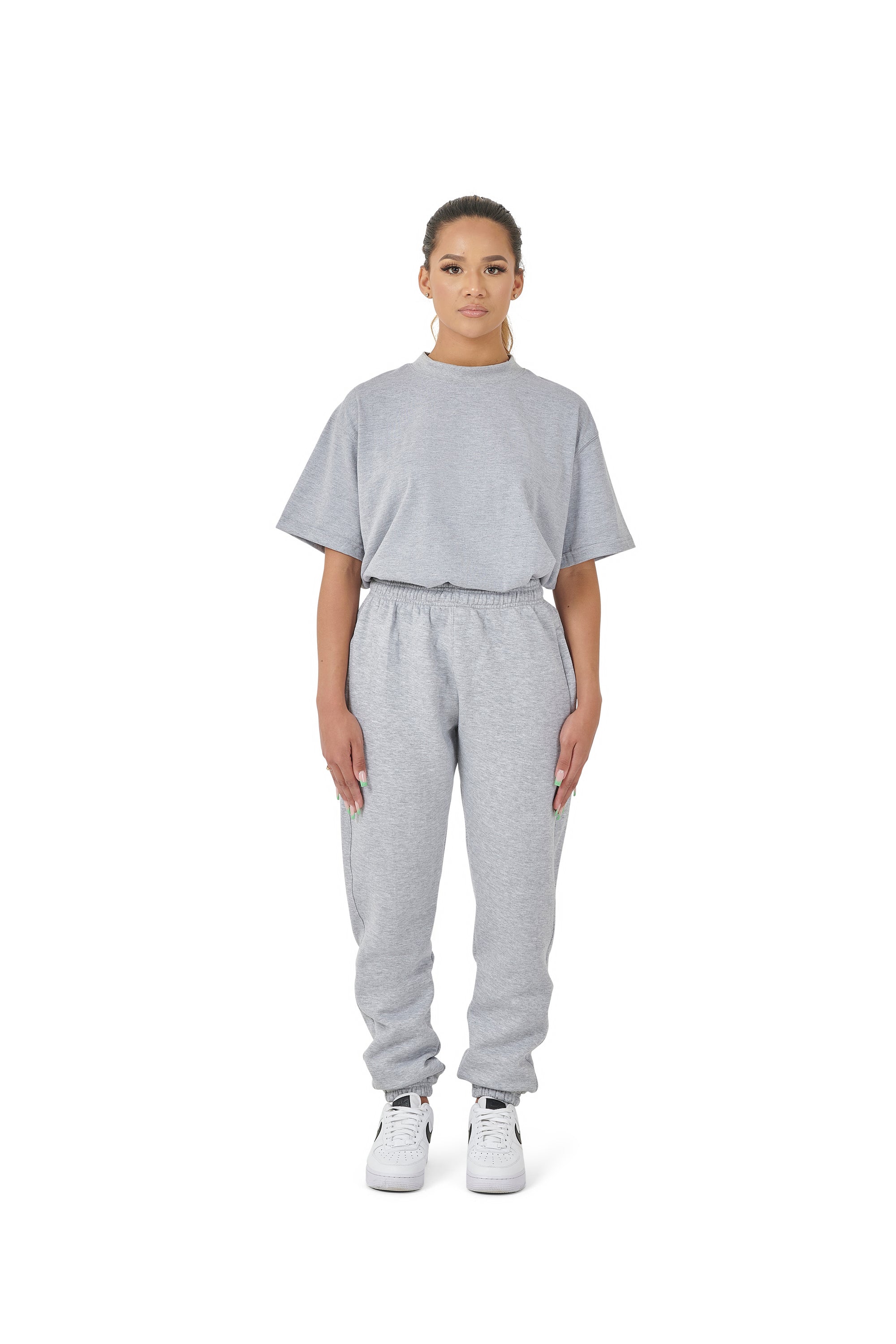 Wholesale Plain Grey Over Sized Jogging Bottoms and Plain Grey Oversized T-shirt