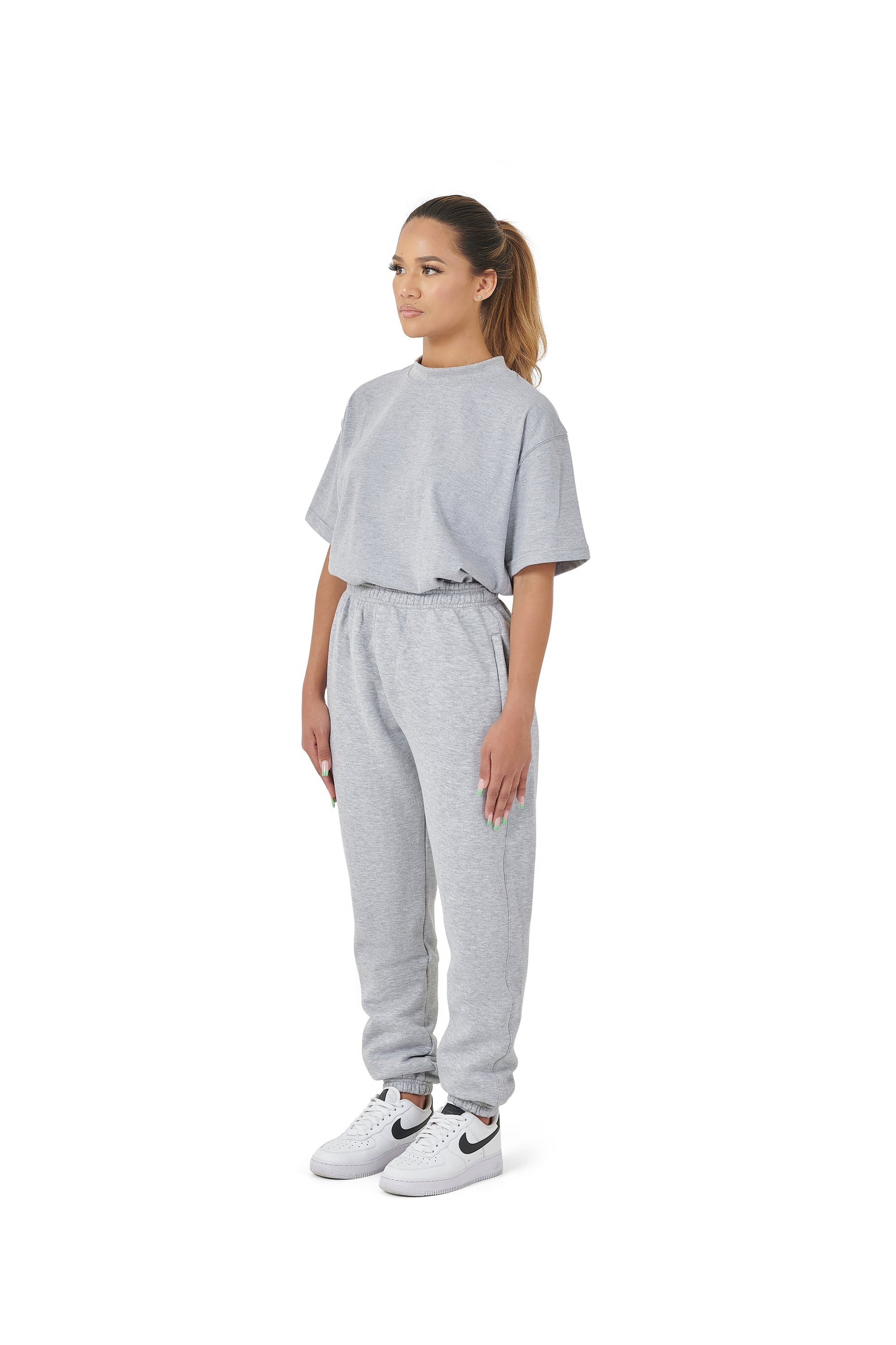 Wholesale Plain Grey Over Sized Jogging Bottoms and Plain Grey Oversized T-shirt